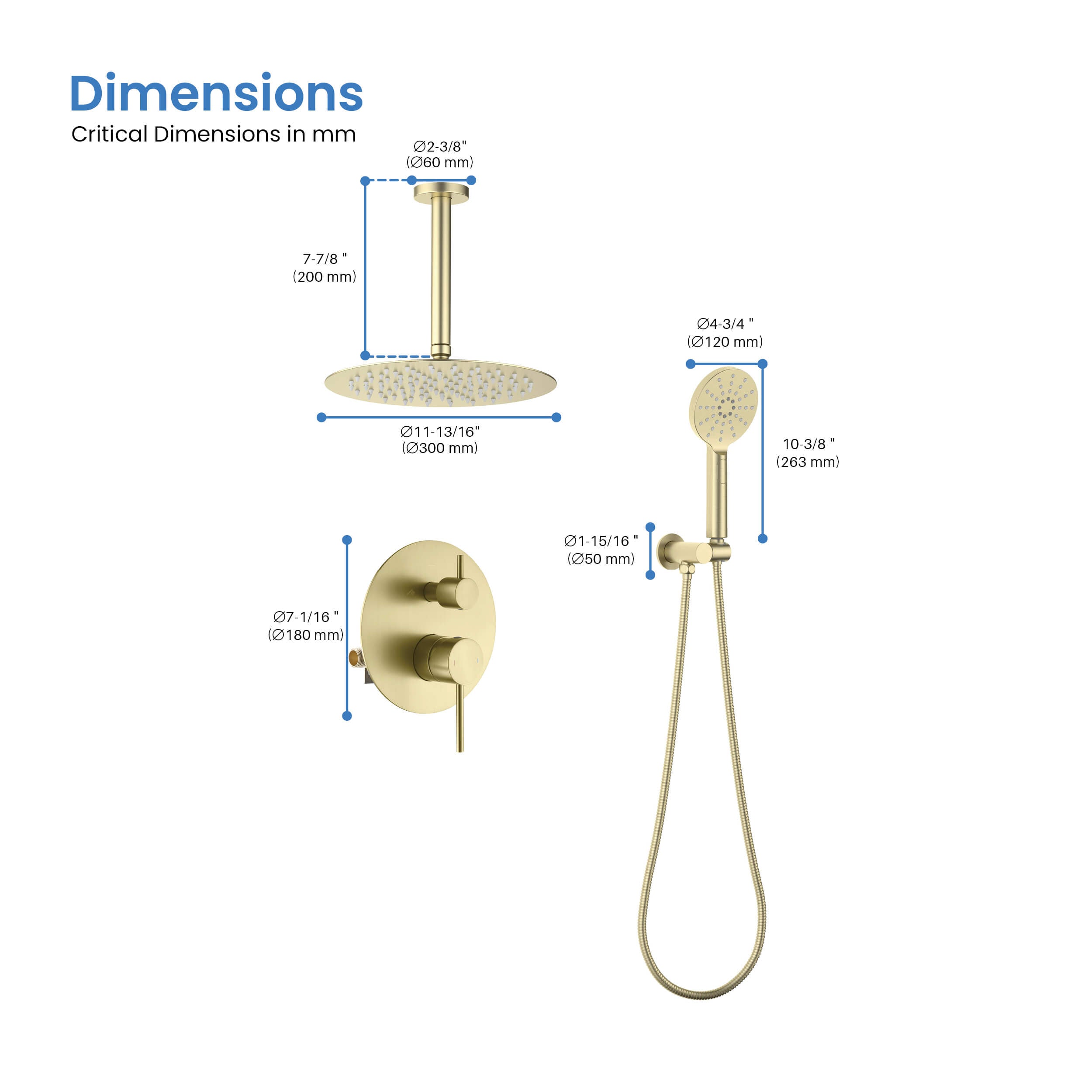 Halo Pressure Balanced 2-Function Ceiling Mount Shower System with Rough-In Valve