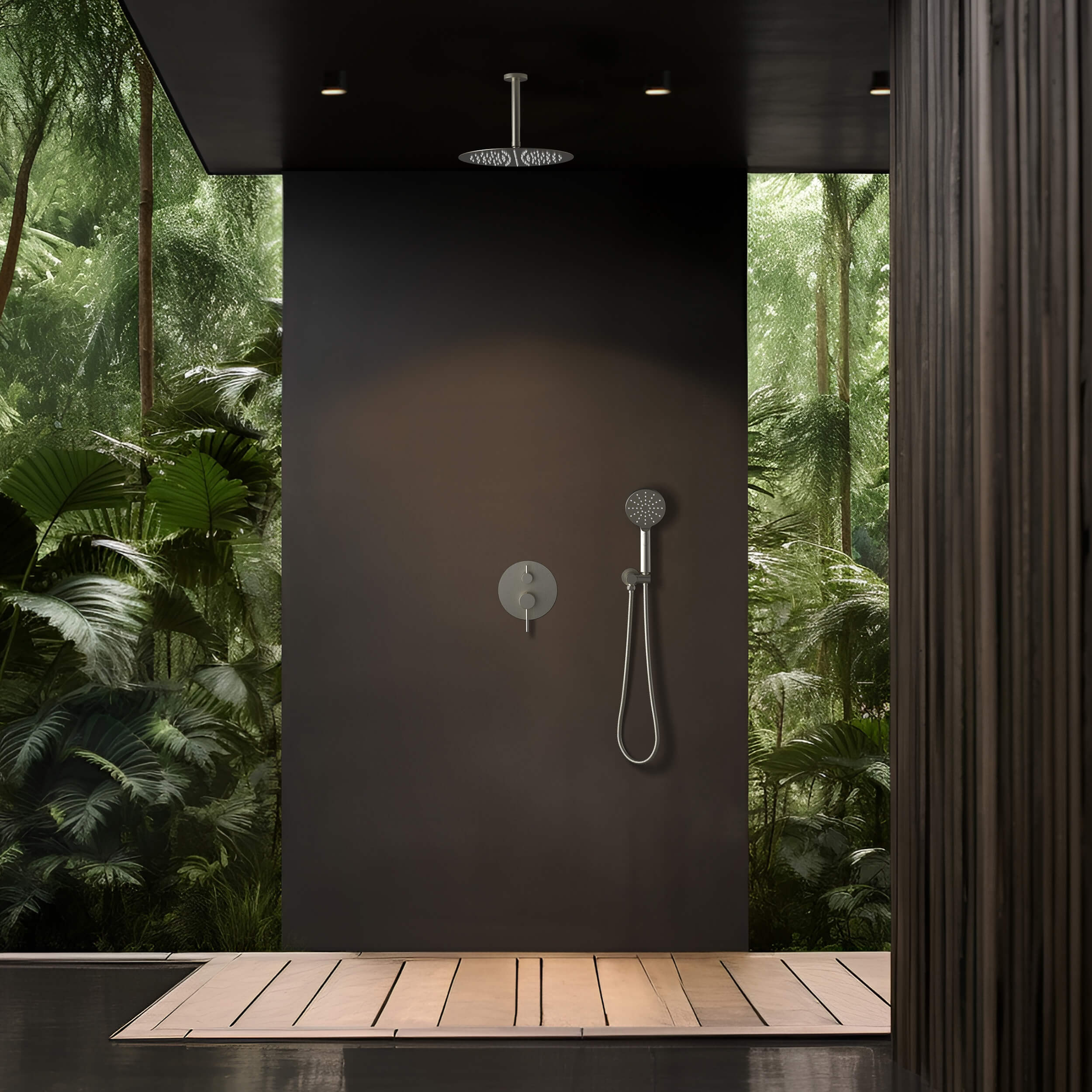 Halo Pressure Balanced 2-Function Ceiling Mount Shower System with Rough-In Valve