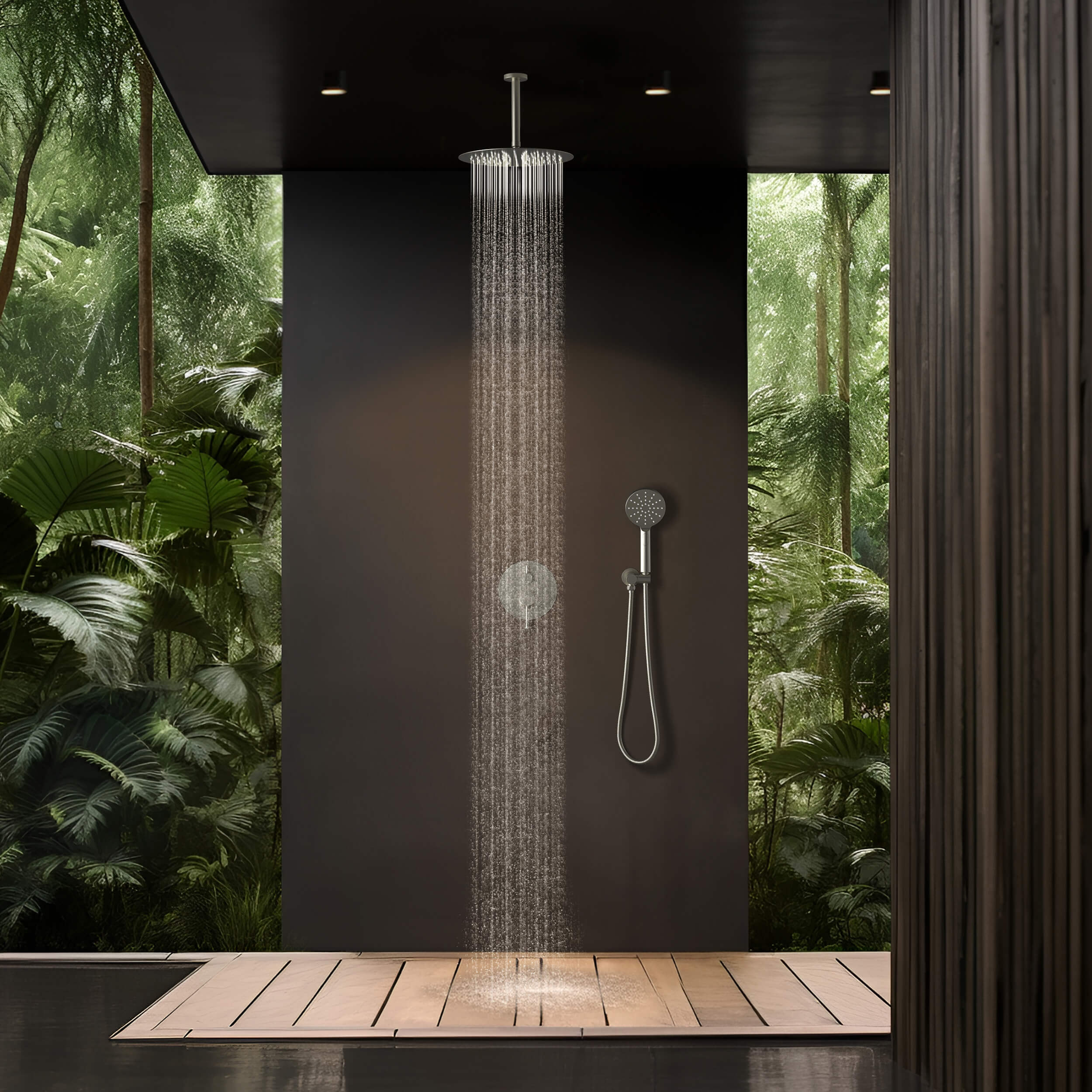 Halo Pressure Balanced 2-Function Ceiling Mount Shower System with Rough-In Valve