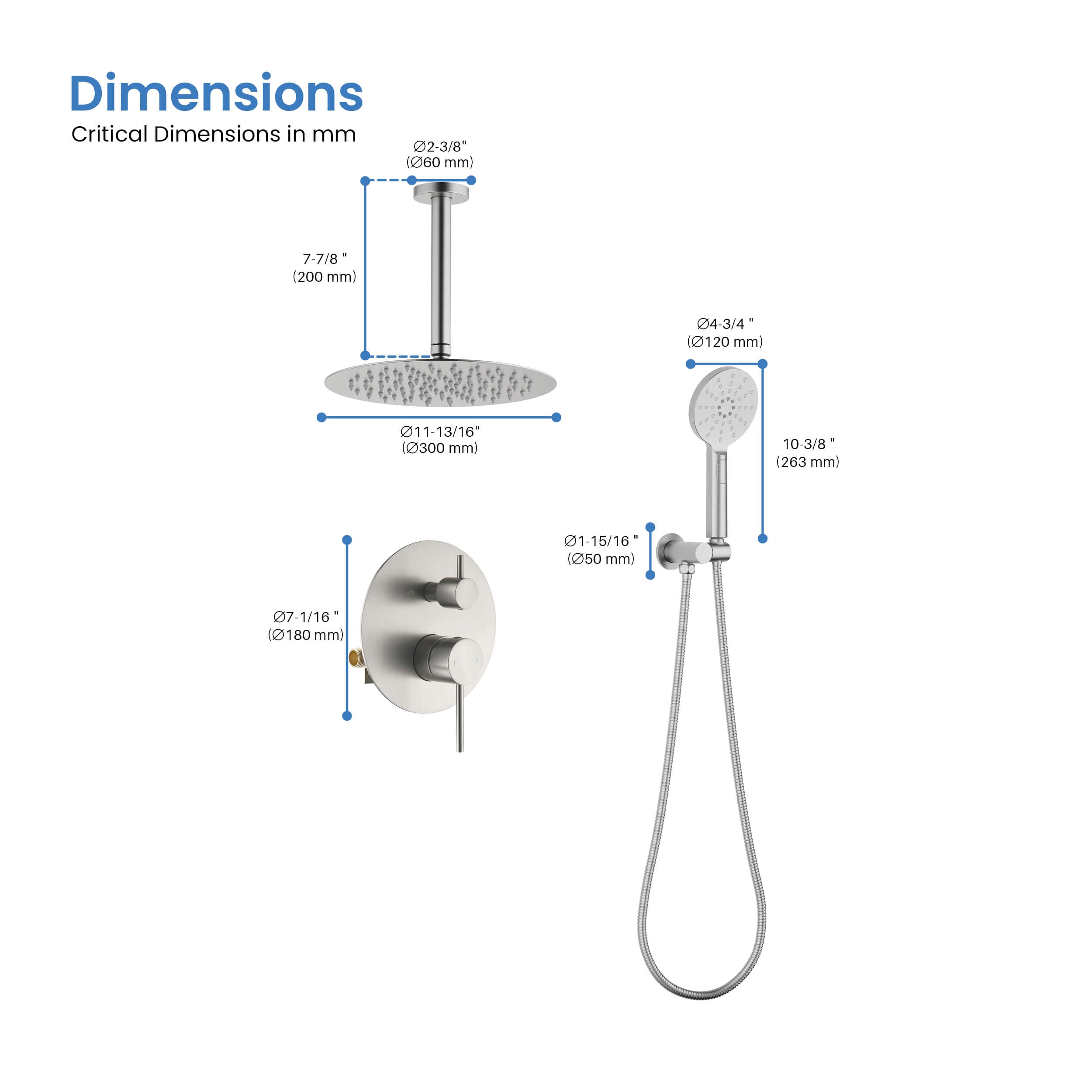 Halo Pressure Balanced 2-Function Ceiling Mount Shower System with Rough-In Valve
