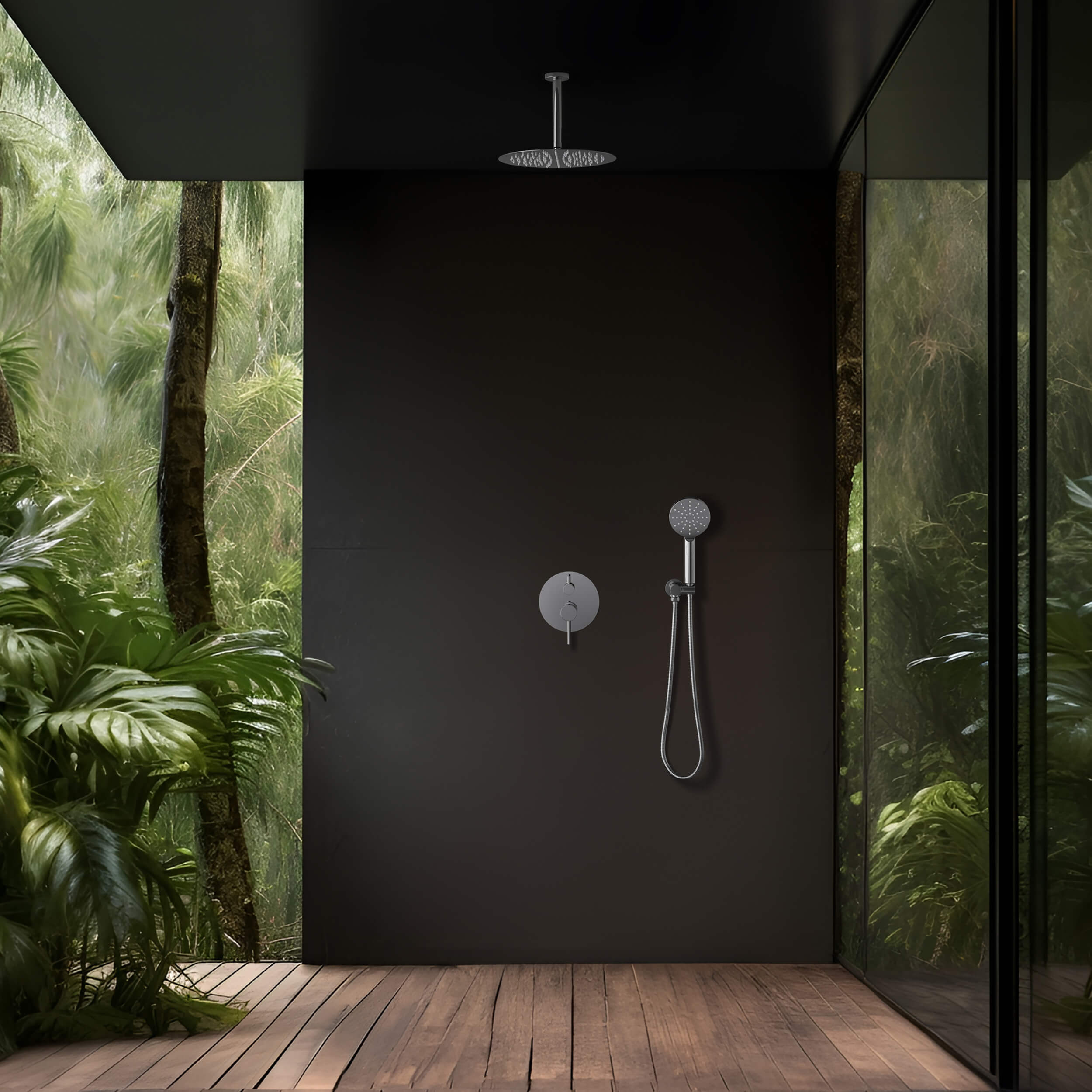 Halo Pressure Balanced 2-Function Ceiling Mount Shower System with Rough-In Valve