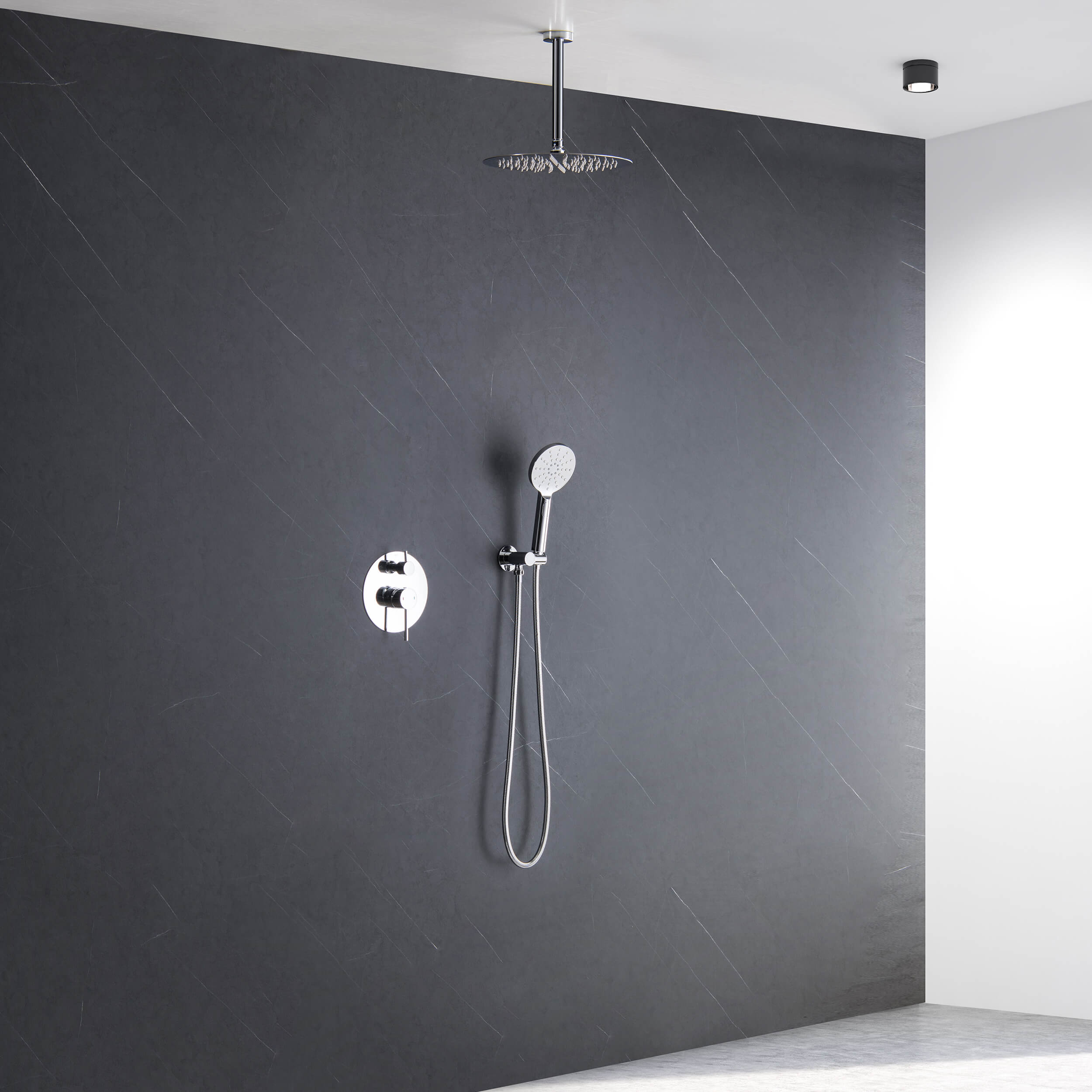 Halo Pressure Balanced 2-Function Ceiling Mount Shower System with Rough-In Valve