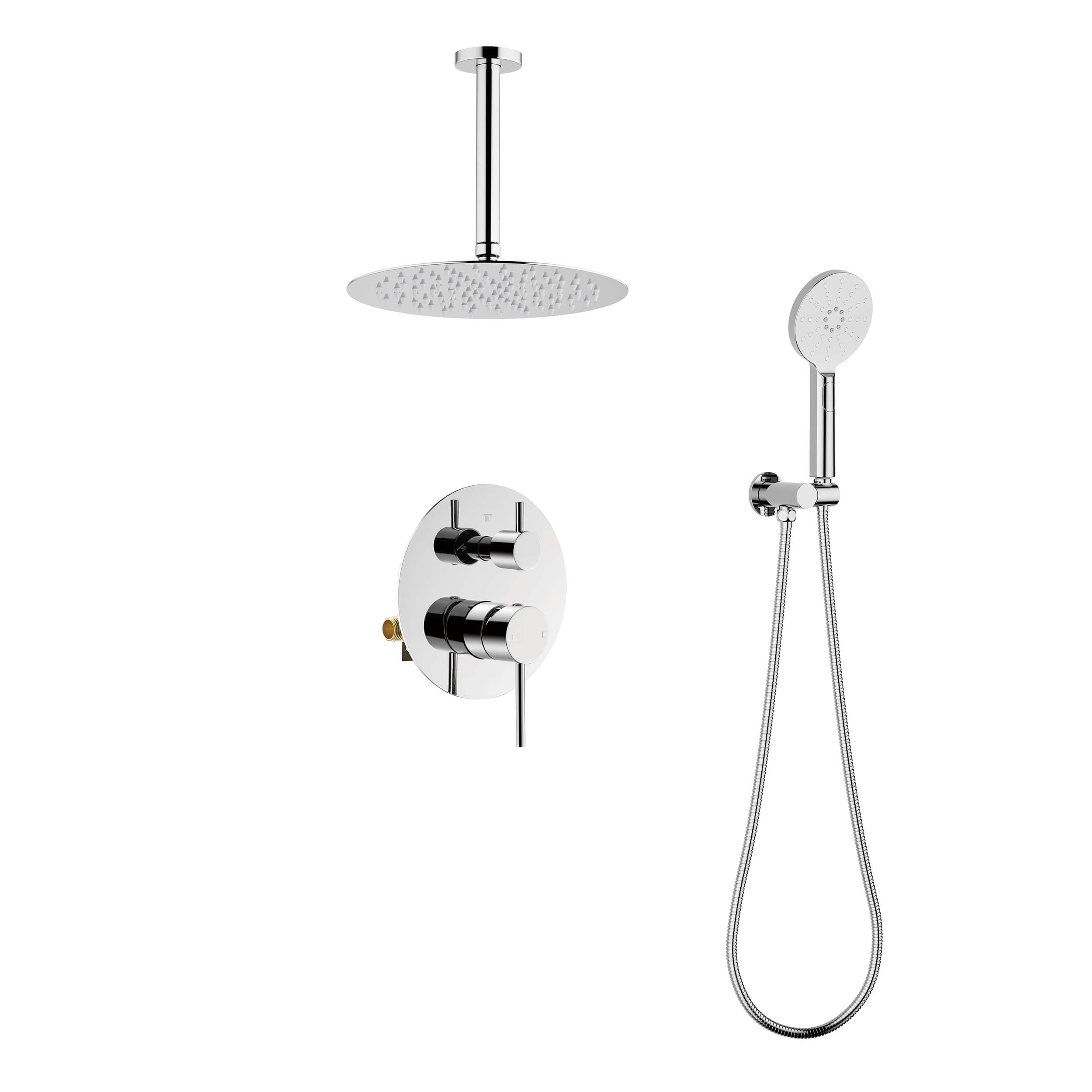 Halo Pressure Balanced 2-Function Ceiling Mount Shower System with Rough-In Valve