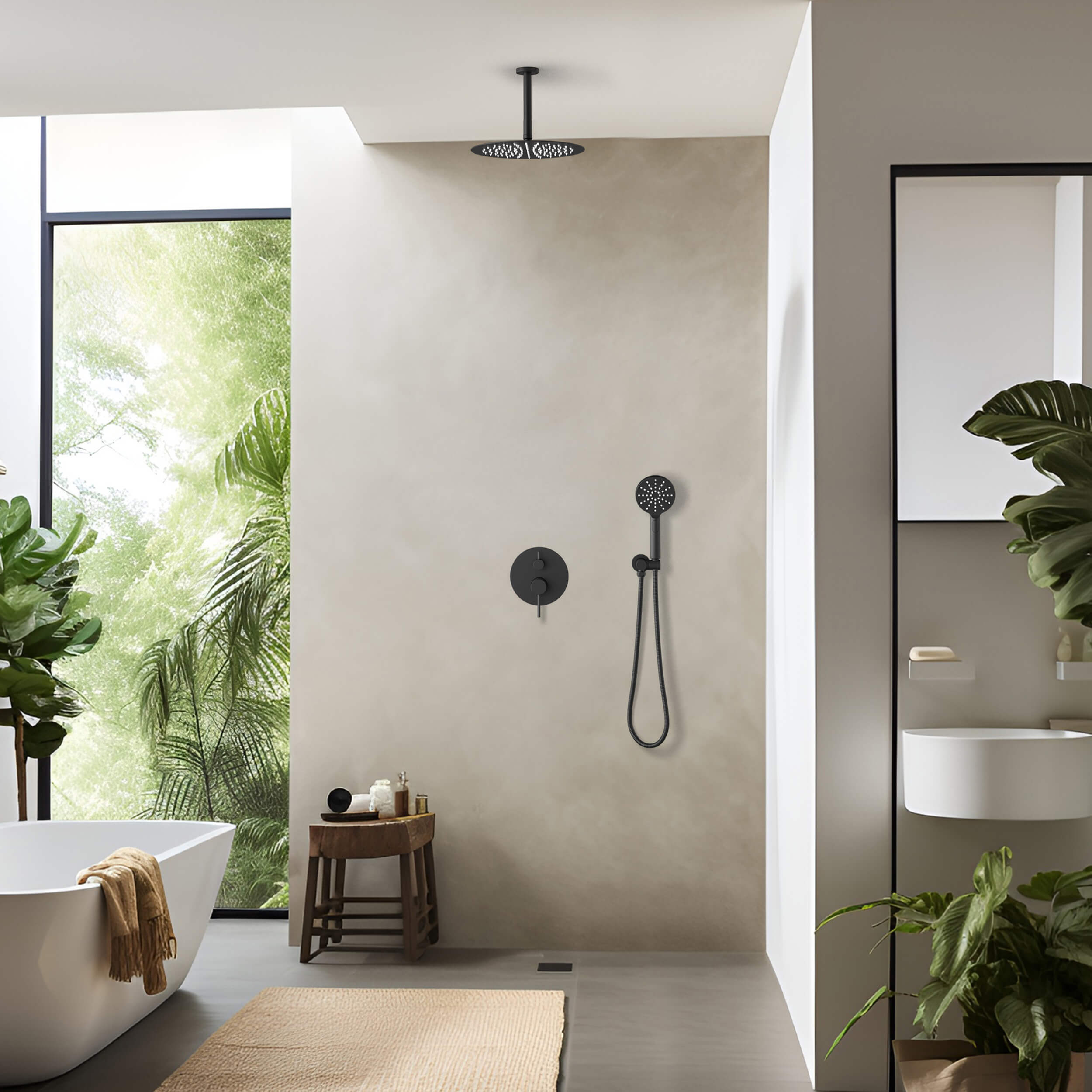 Halo Pressure Balanced 2-Function Ceiling Mount Shower System with Rough-In Valve