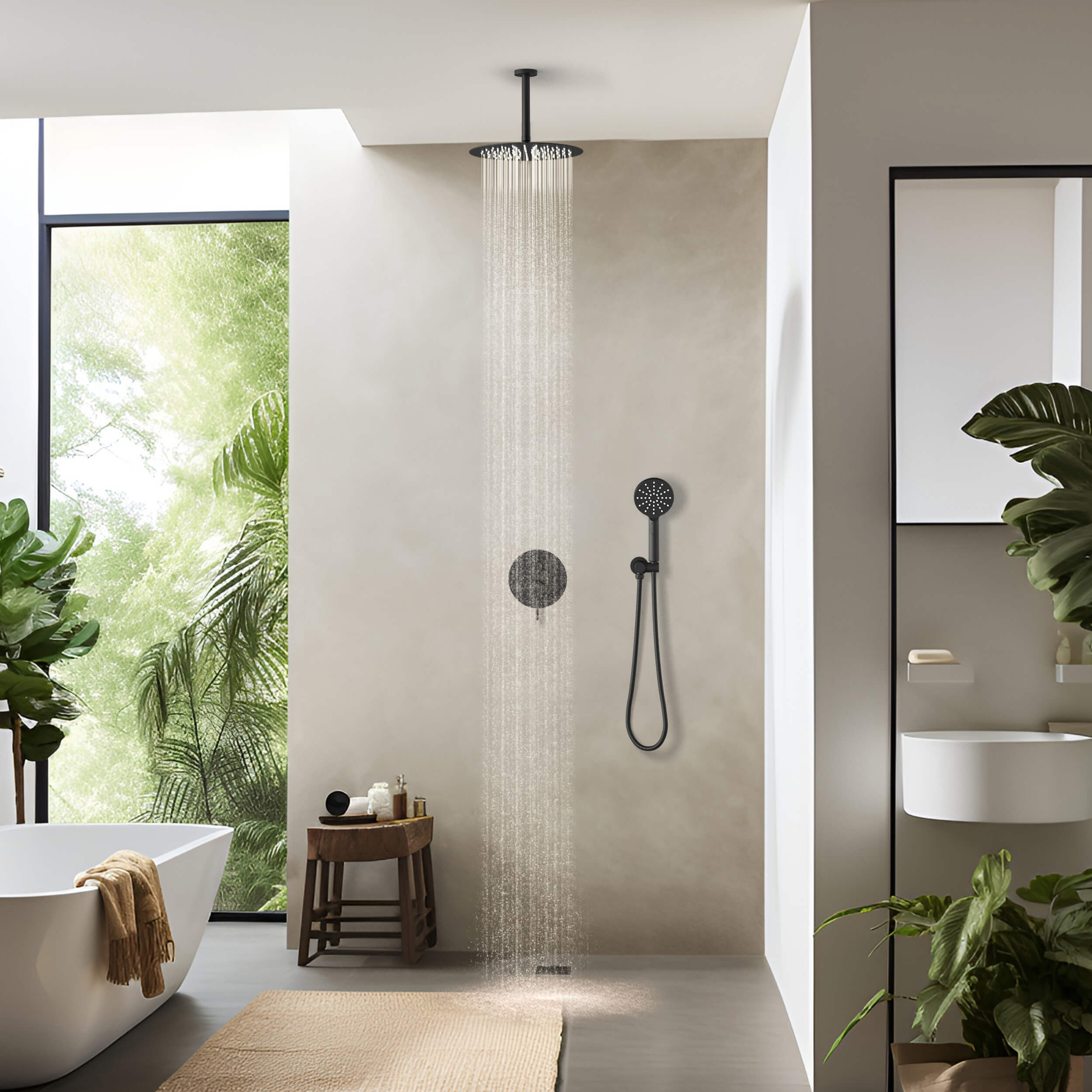 Halo Pressure Balanced 2-Function Ceiling Mount Shower System with Rough-In Valve