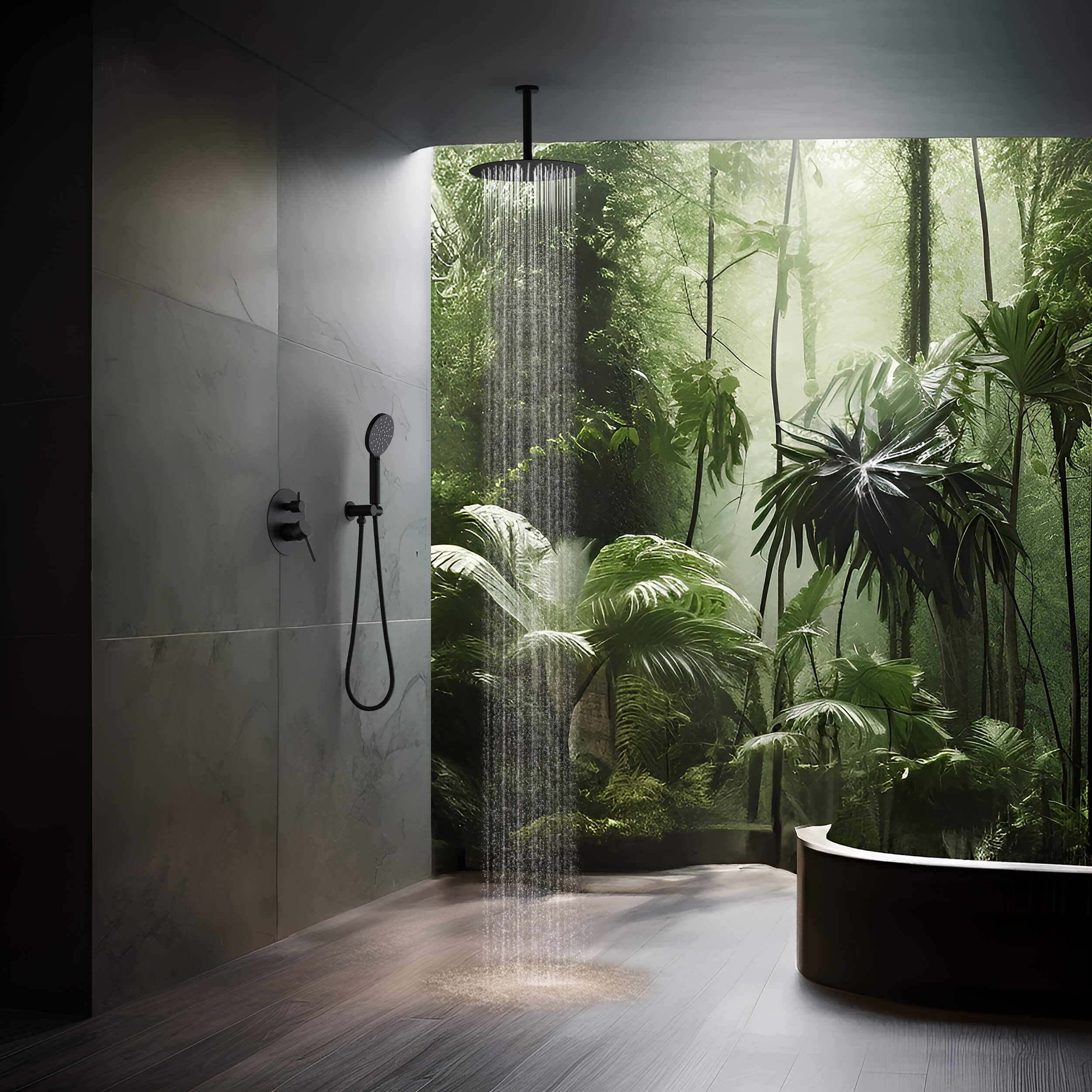 Halo Pressure Balanced 2-Function Ceiling Mount Shower System with Rough-In Valve
