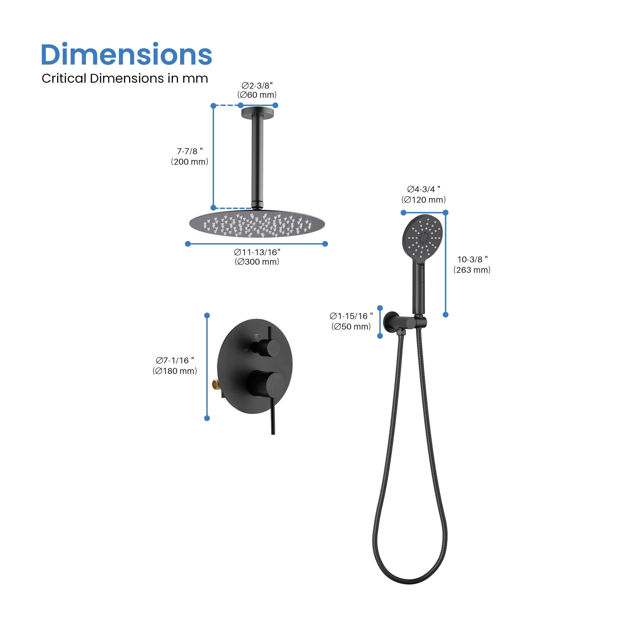 Halo Pressure Balanced 2-Function Ceiling Mount Shower System with Rough-In Valve