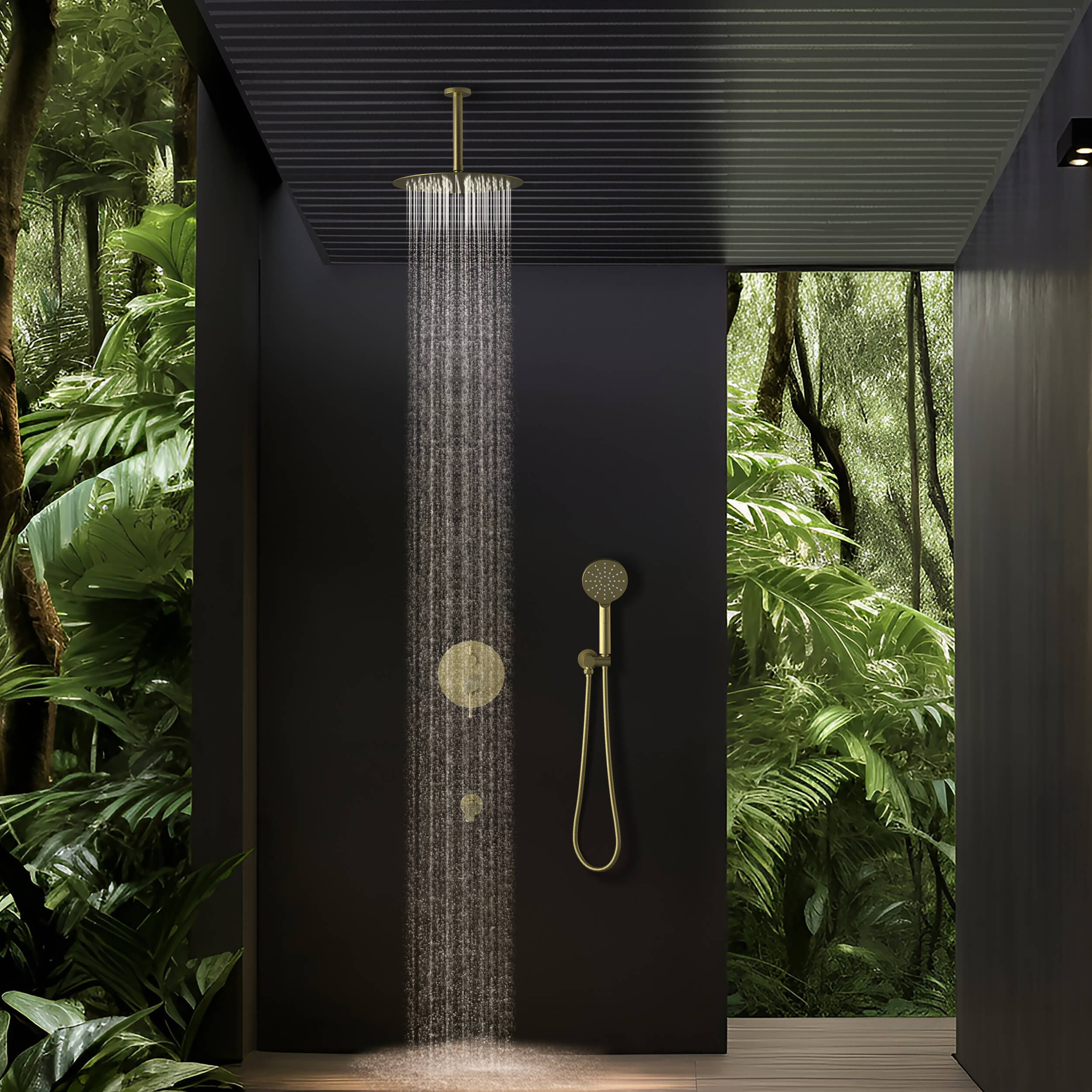 Halo Pressure Balanced 3-Function Ceiling Mount Shower System with Rough-In Valve