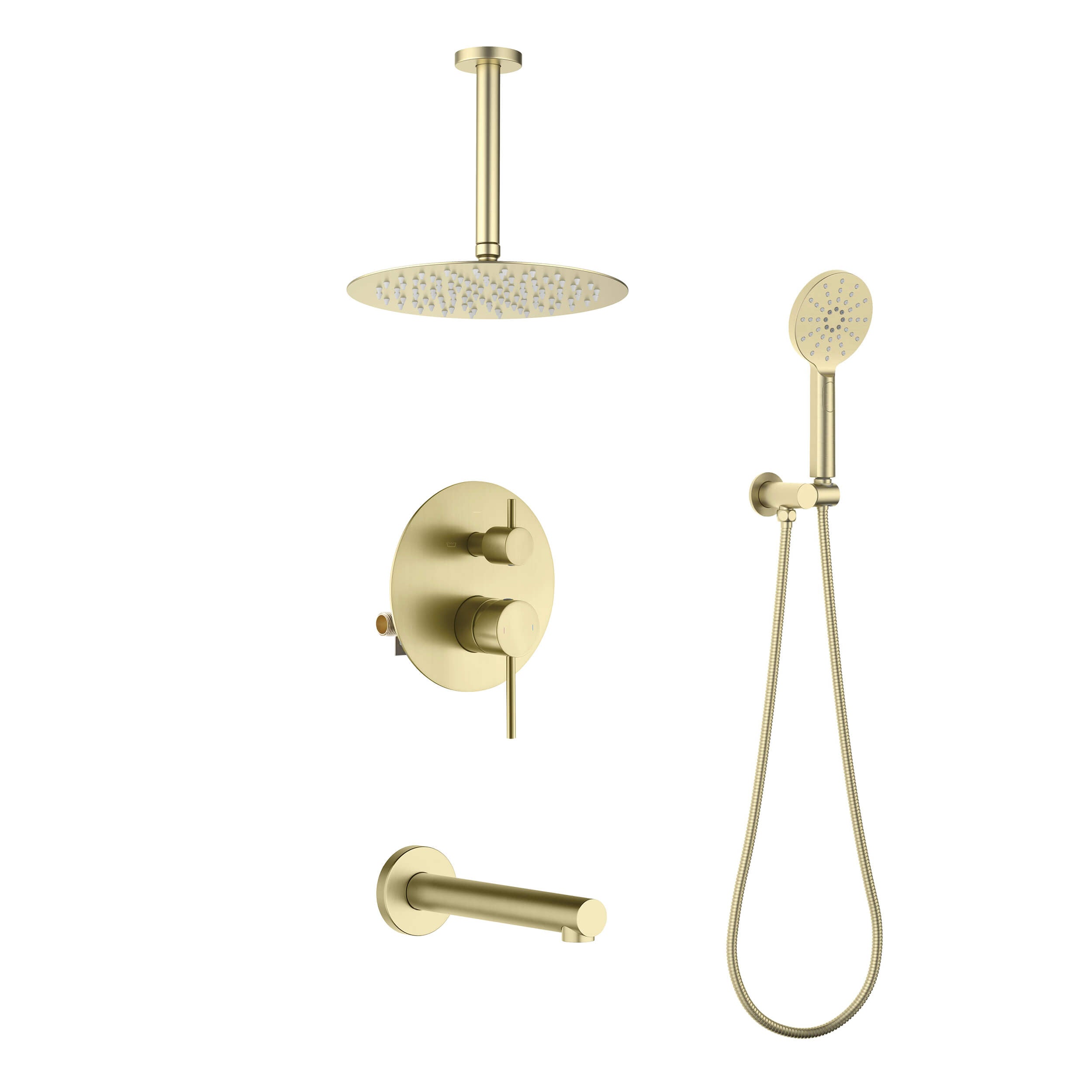 Halo Pressure Balanced 3-Function Ceiling Mount Shower System with Rough-In Valve