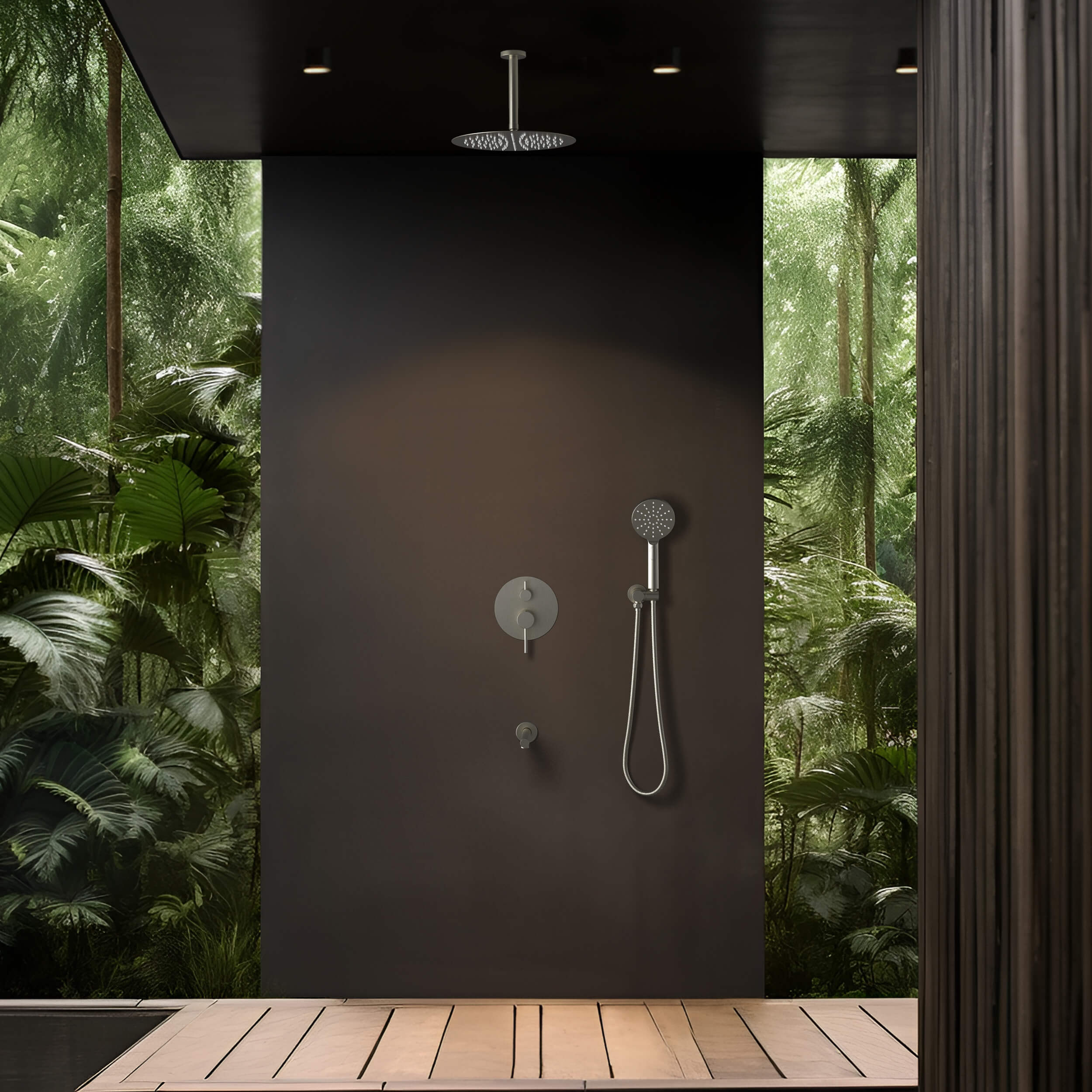 Halo Pressure Balanced 3-Function Ceiling Mount Shower System with Rough-In Valve