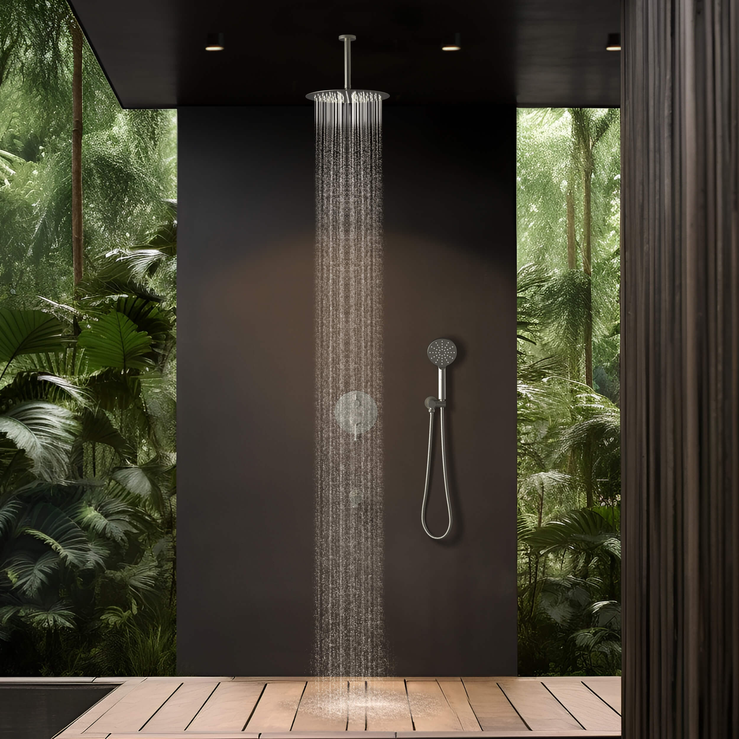 Halo Pressure Balanced 3-Function Ceiling Mount Shower System with Rough-In Valve