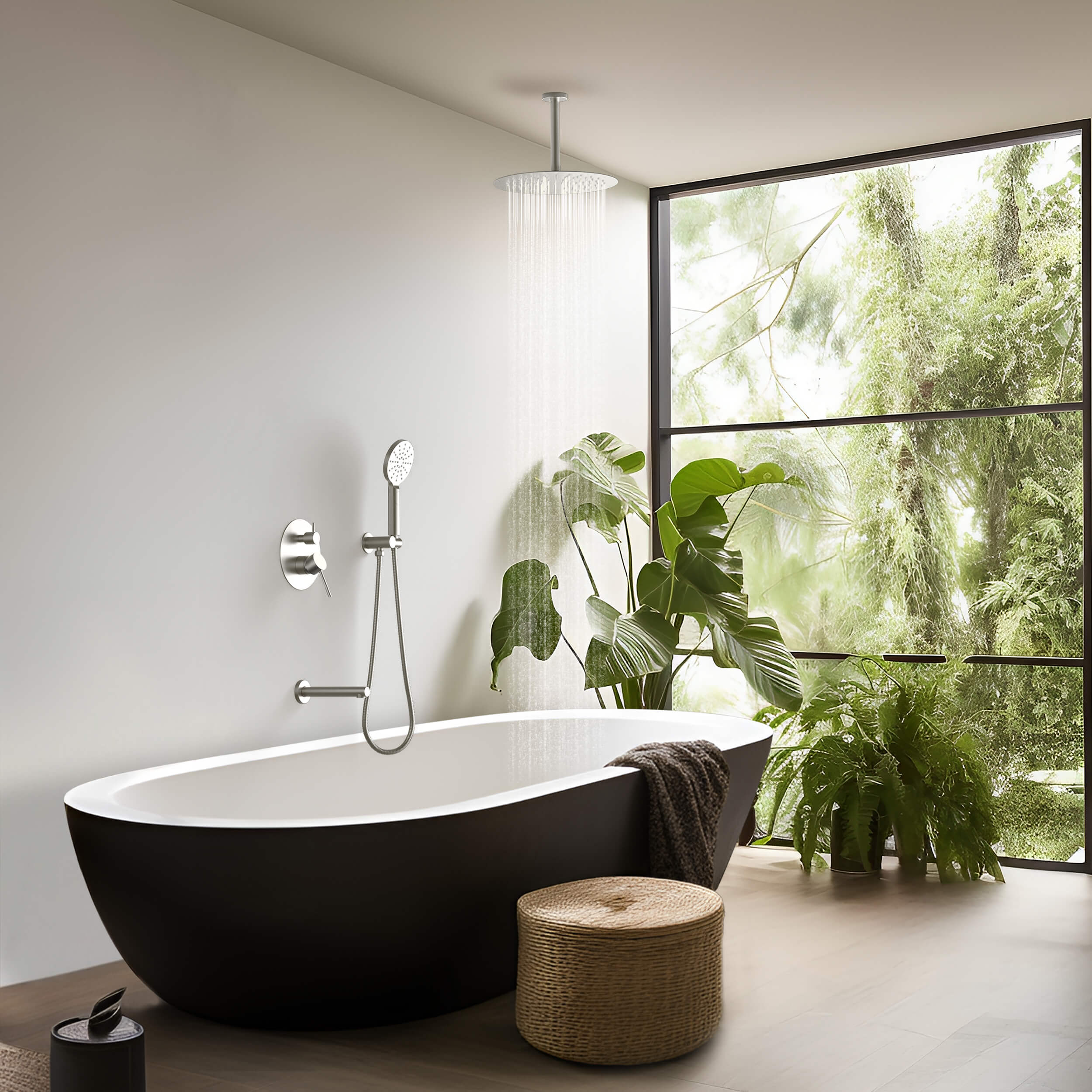 Halo Pressure Balanced 3-Function Ceiling Mount Shower System with Rough-In Valve