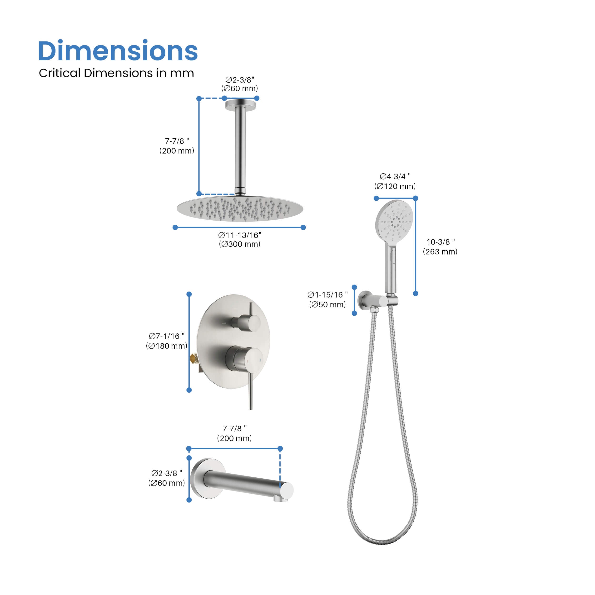 Halo Pressure Balanced 3-Function Ceiling Mount Shower System with Rough-In Valve