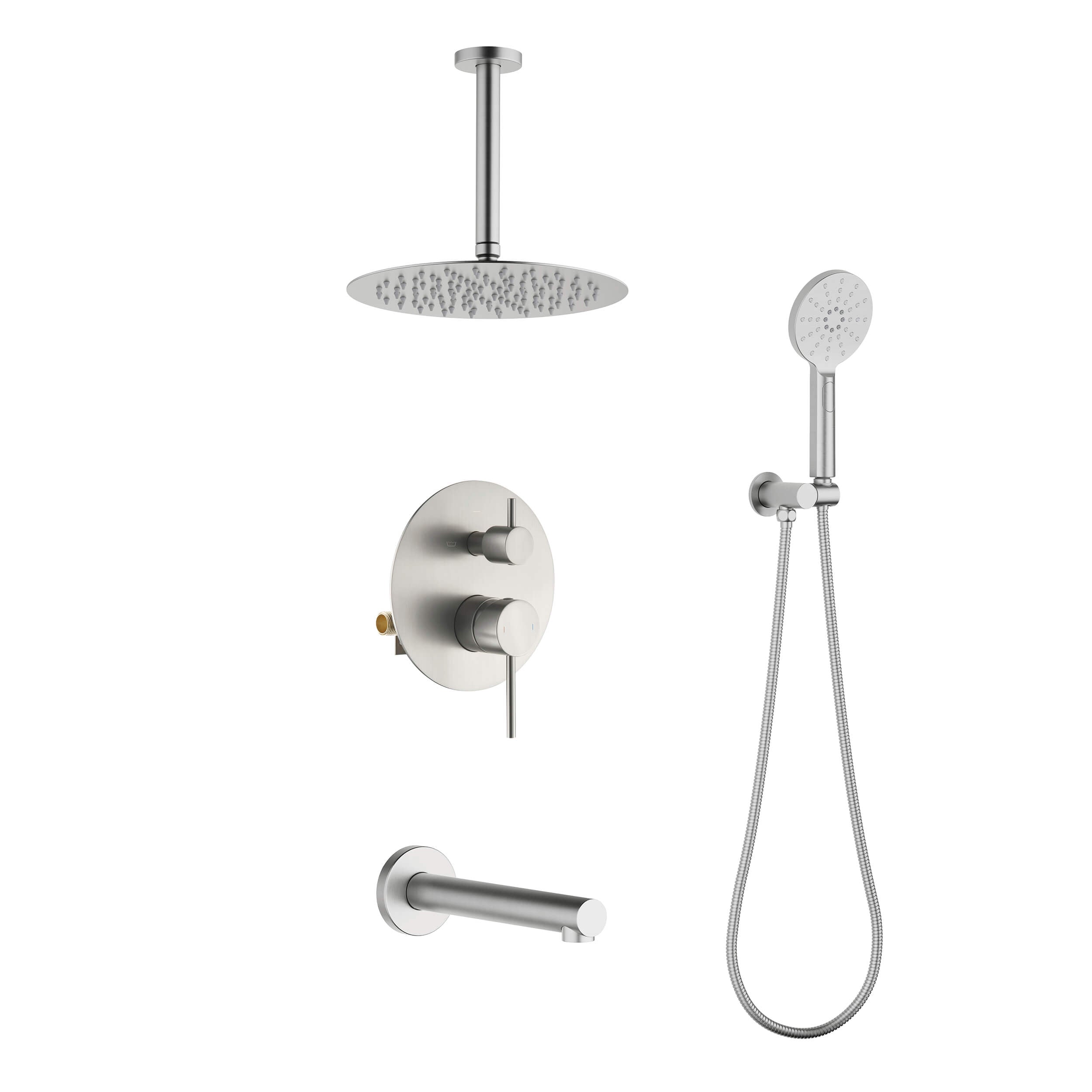 Halo Pressure Balanced 3-Function Ceiling Mount Shower System with Rough-In Valve