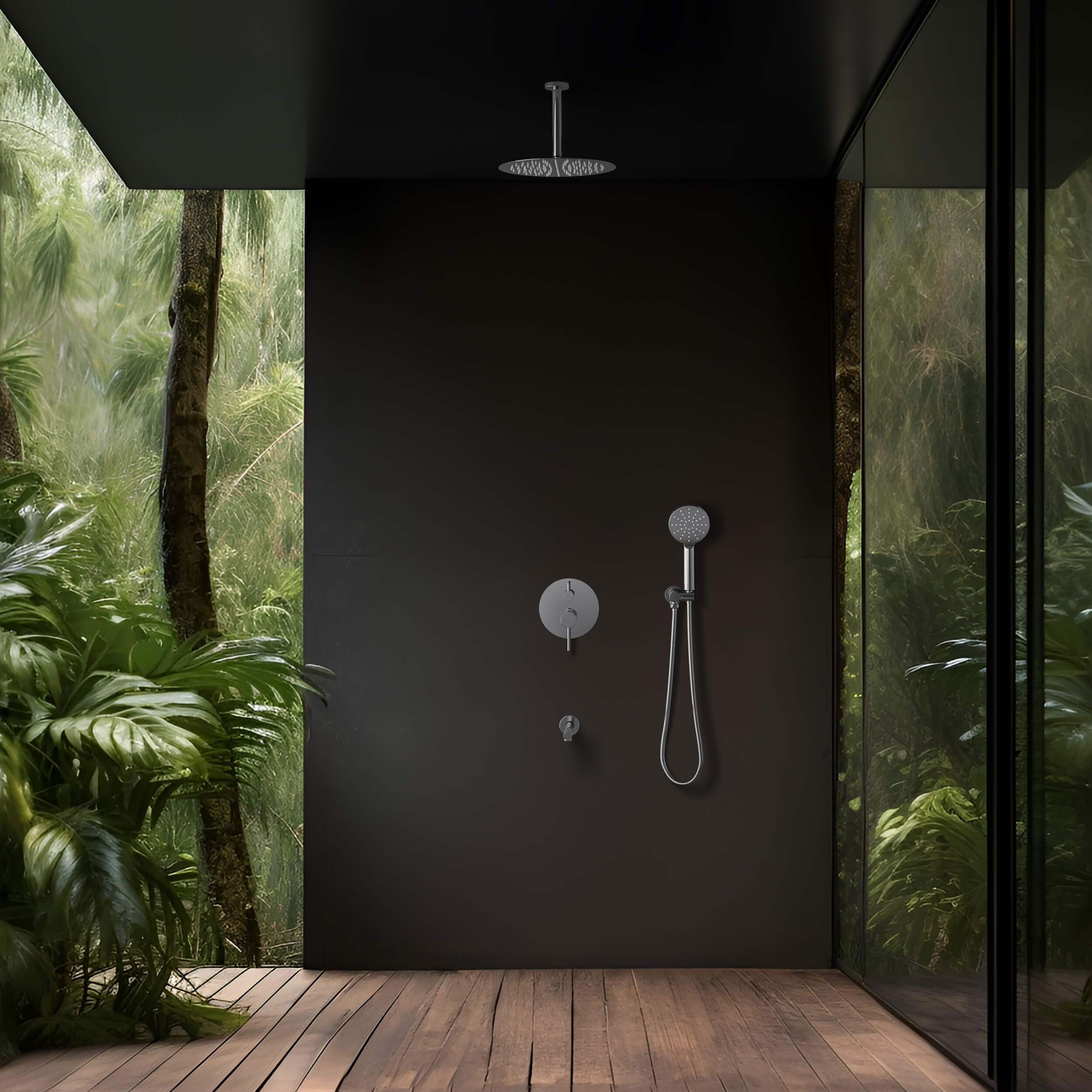 Halo Pressure Balanced 3-Function Ceiling Mount Shower System with Rough-In Valve