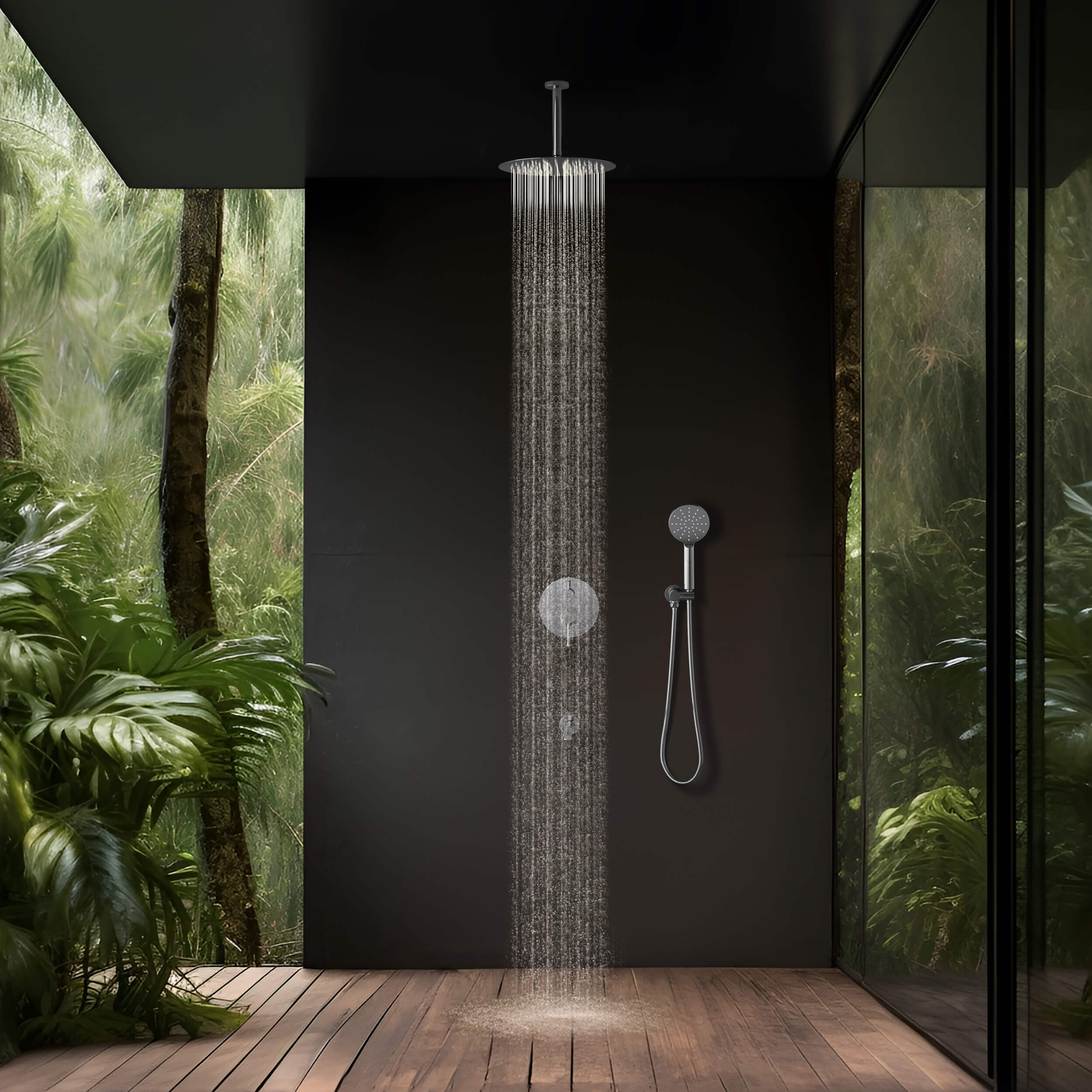 Halo Pressure Balanced 3-Function Ceiling Mount Shower System with Rough-In Valve