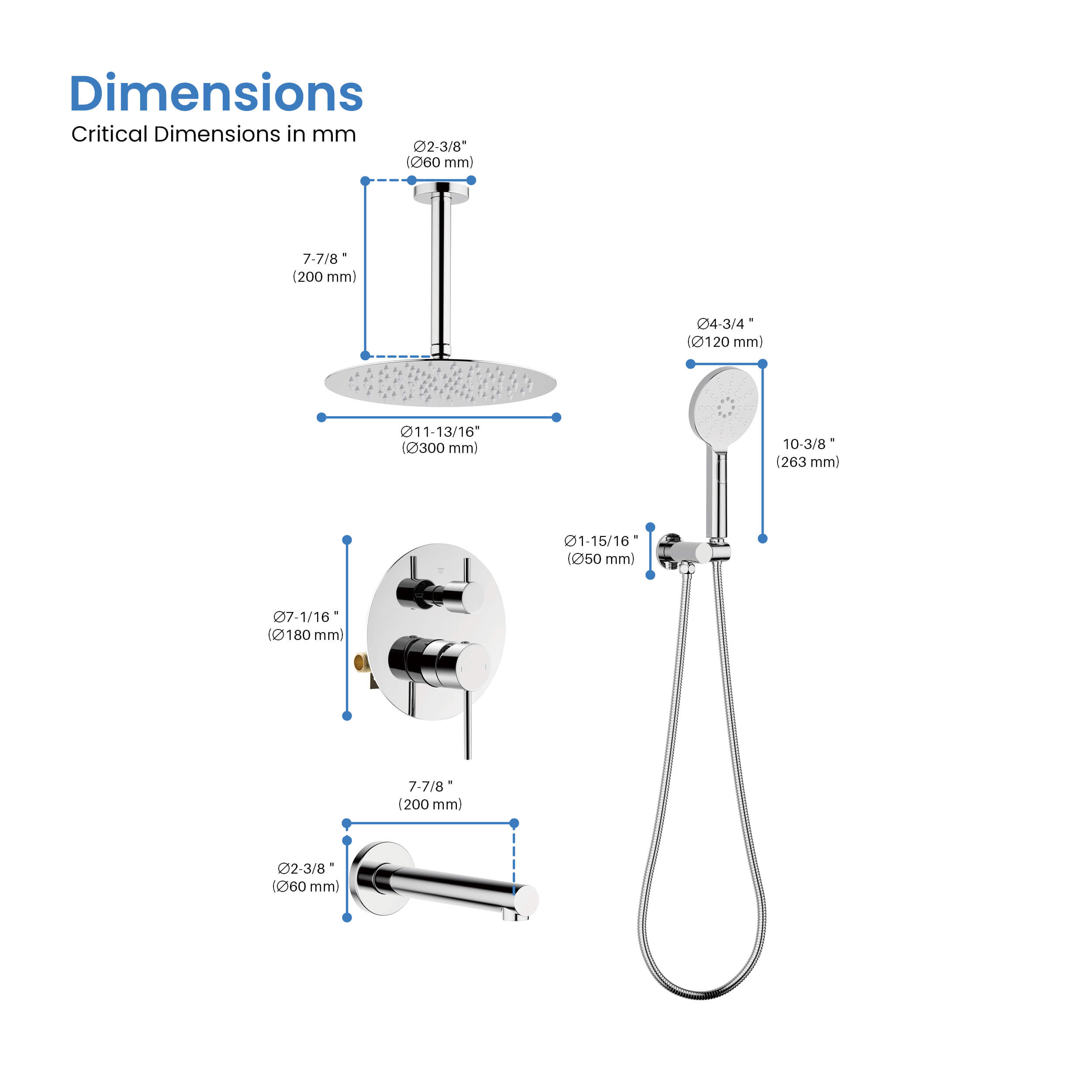 Halo Pressure Balanced 3-Function Ceiling Mount Shower System with Rough-In Valve