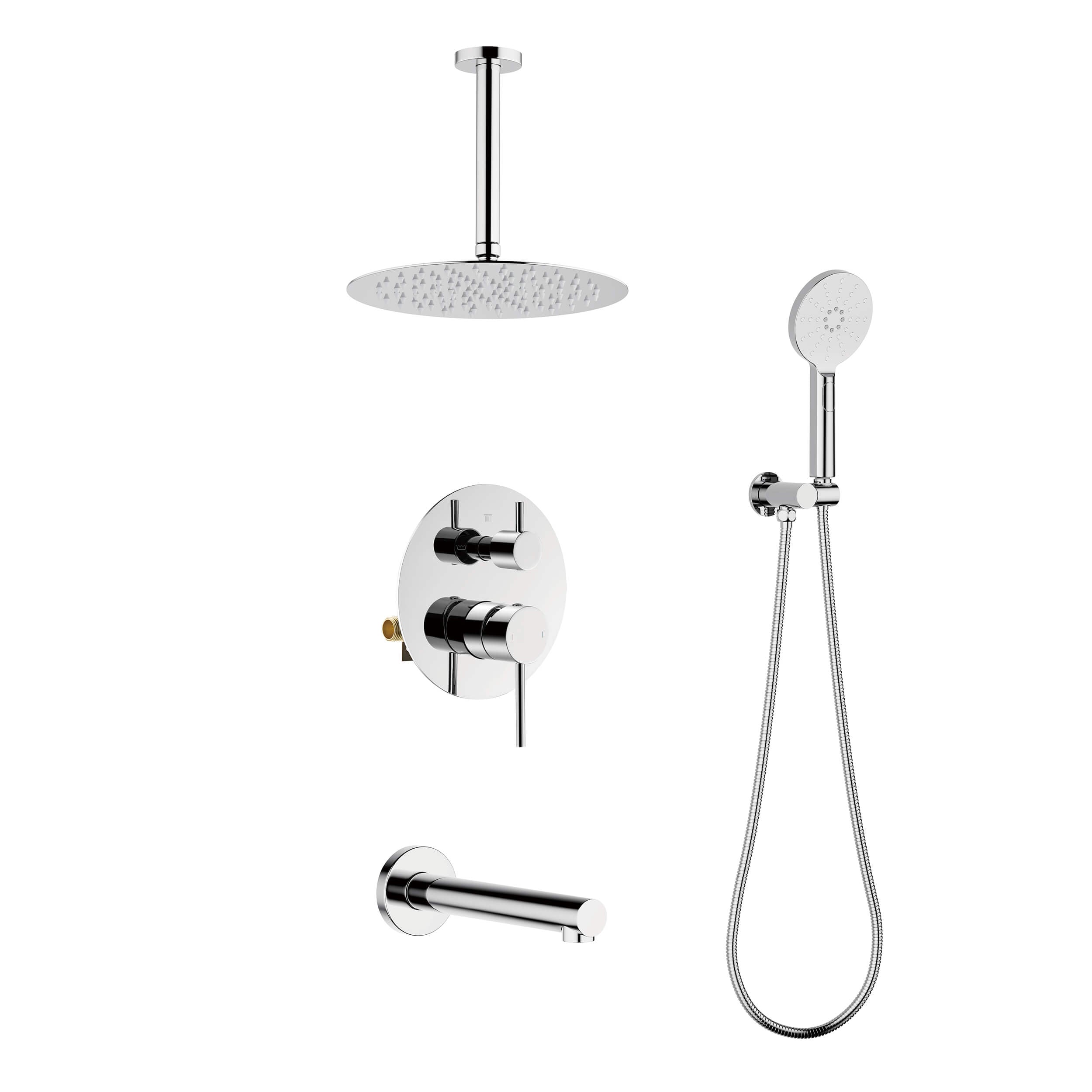 Halo Pressure Balanced 3-Function Ceiling Mount Shower System with Rough-In Valve