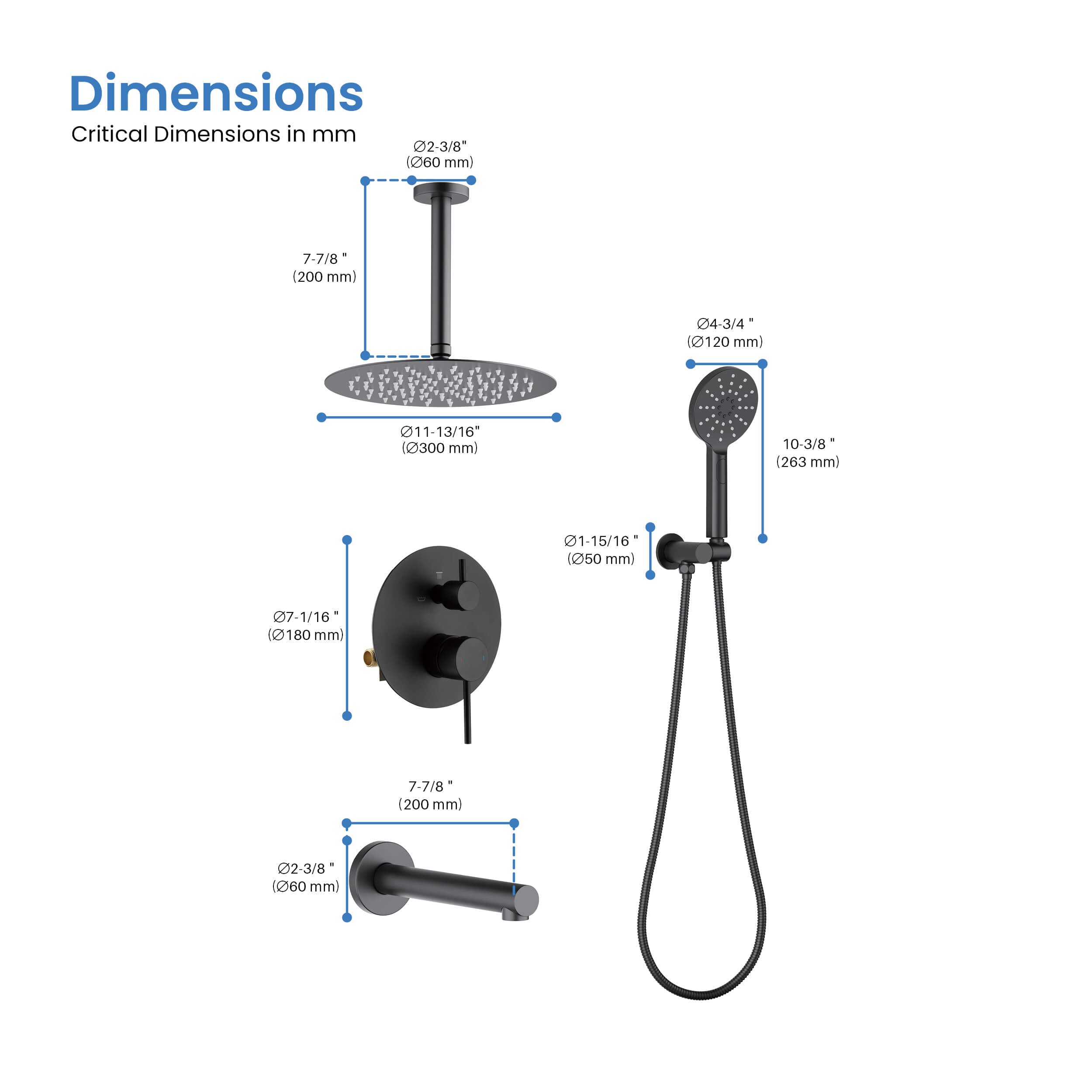 Halo Pressure Balanced 3-Function Ceiling Mount Shower System with Rough-In Valve