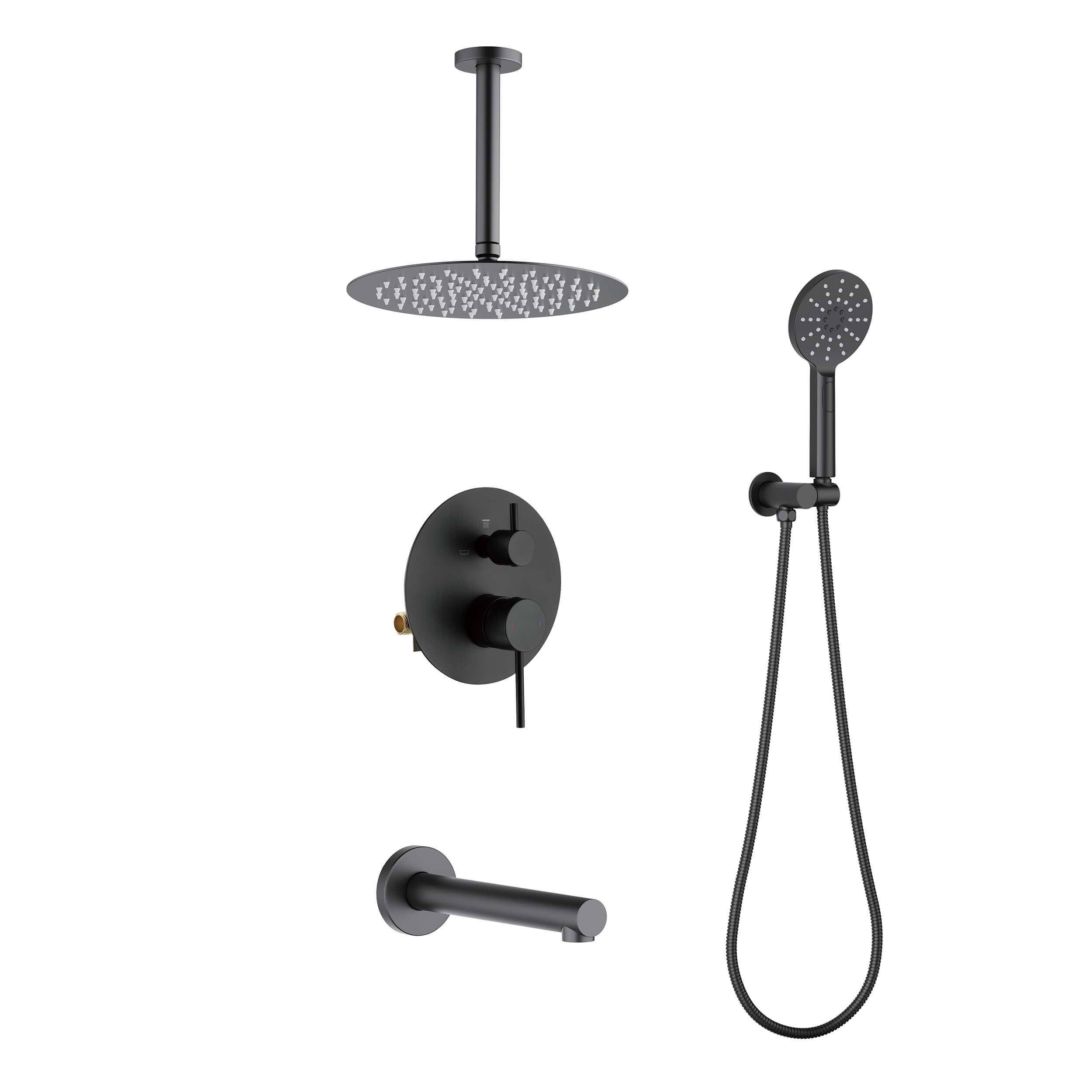 Halo Pressure Balanced 3-Function Ceiling Mount Shower System with Rough-In Valve
