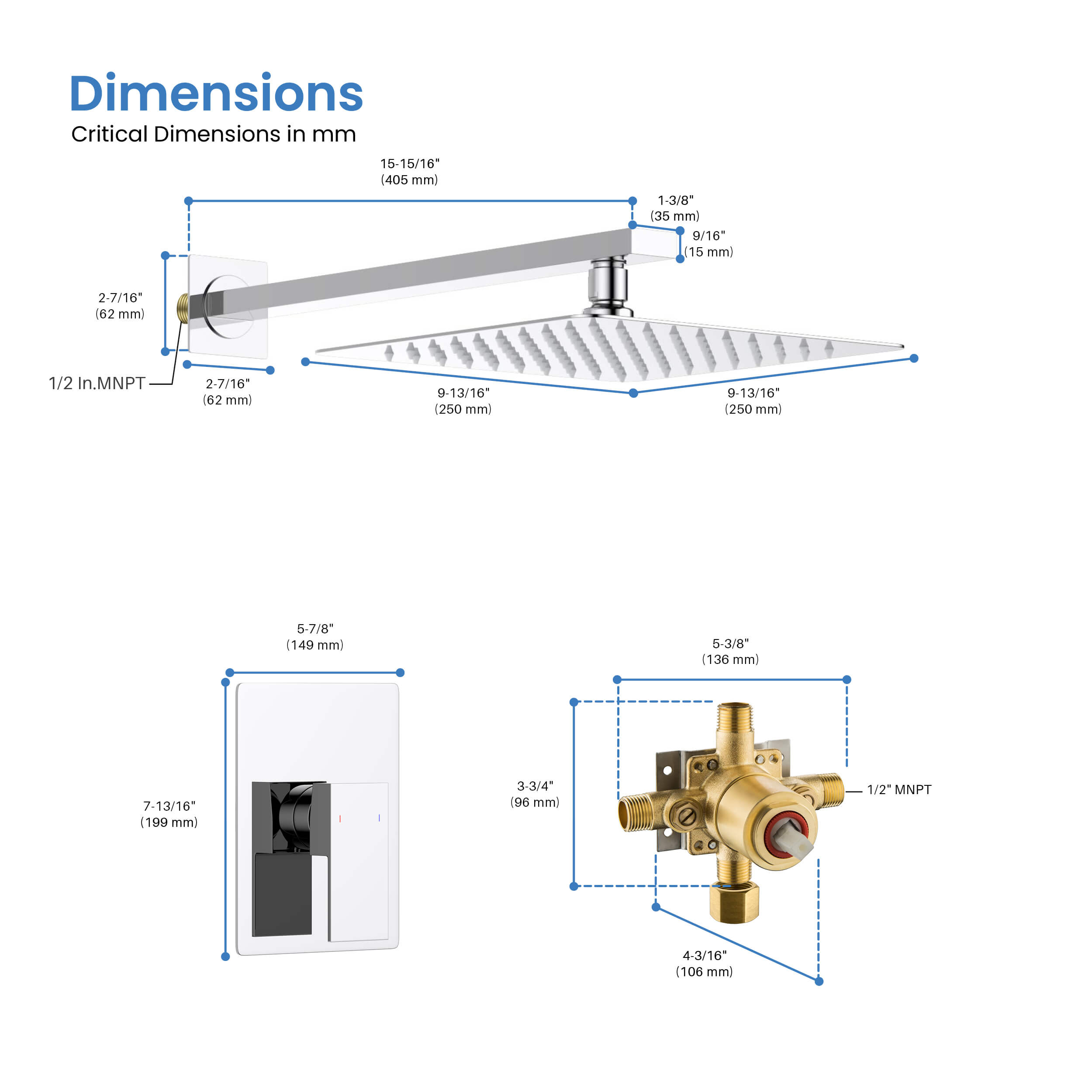 Quadra Pressure Balanced Single Function Shower System with Rough-In Valve