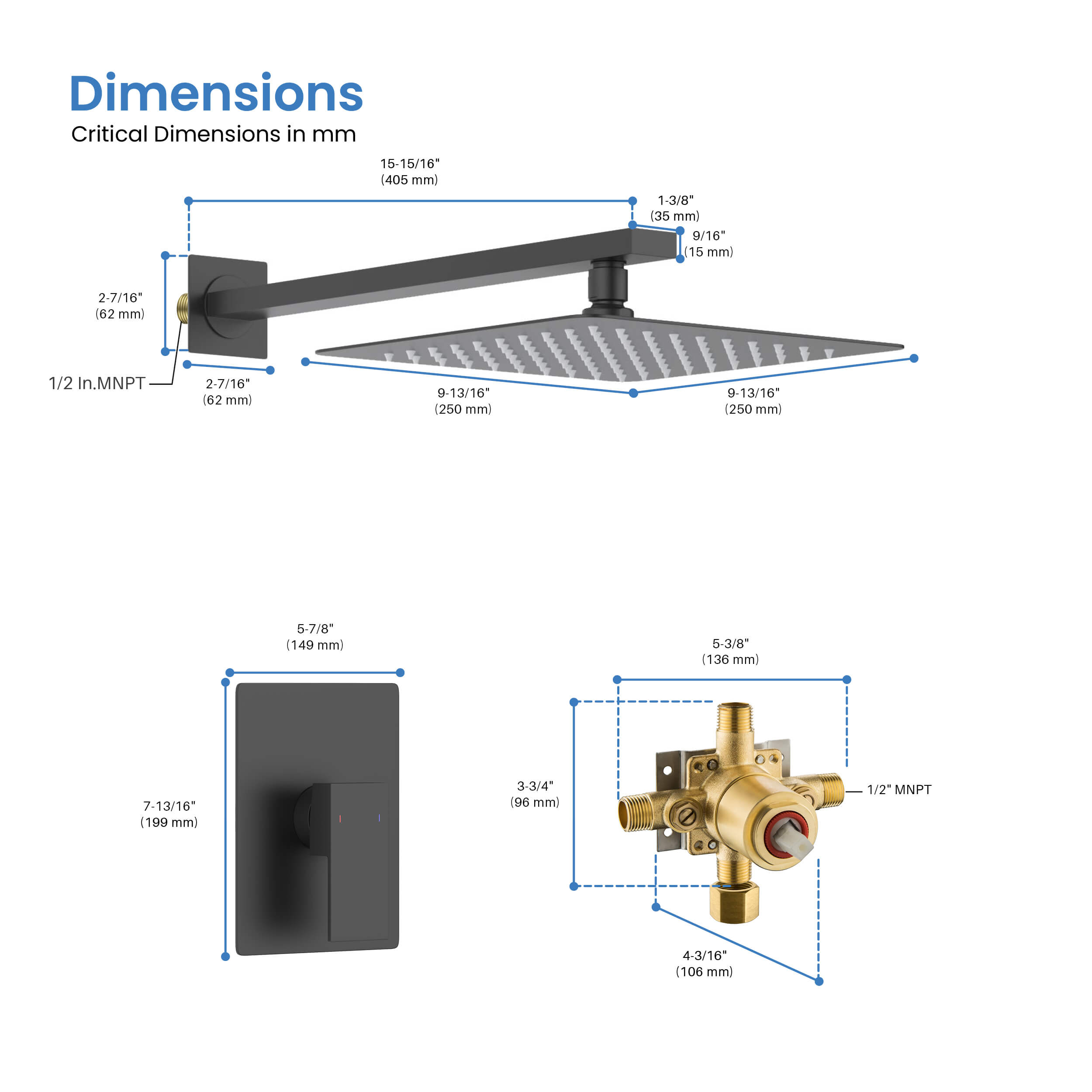 Quadra Pressure Balanced Single Function Shower System with Rough-In Valve
