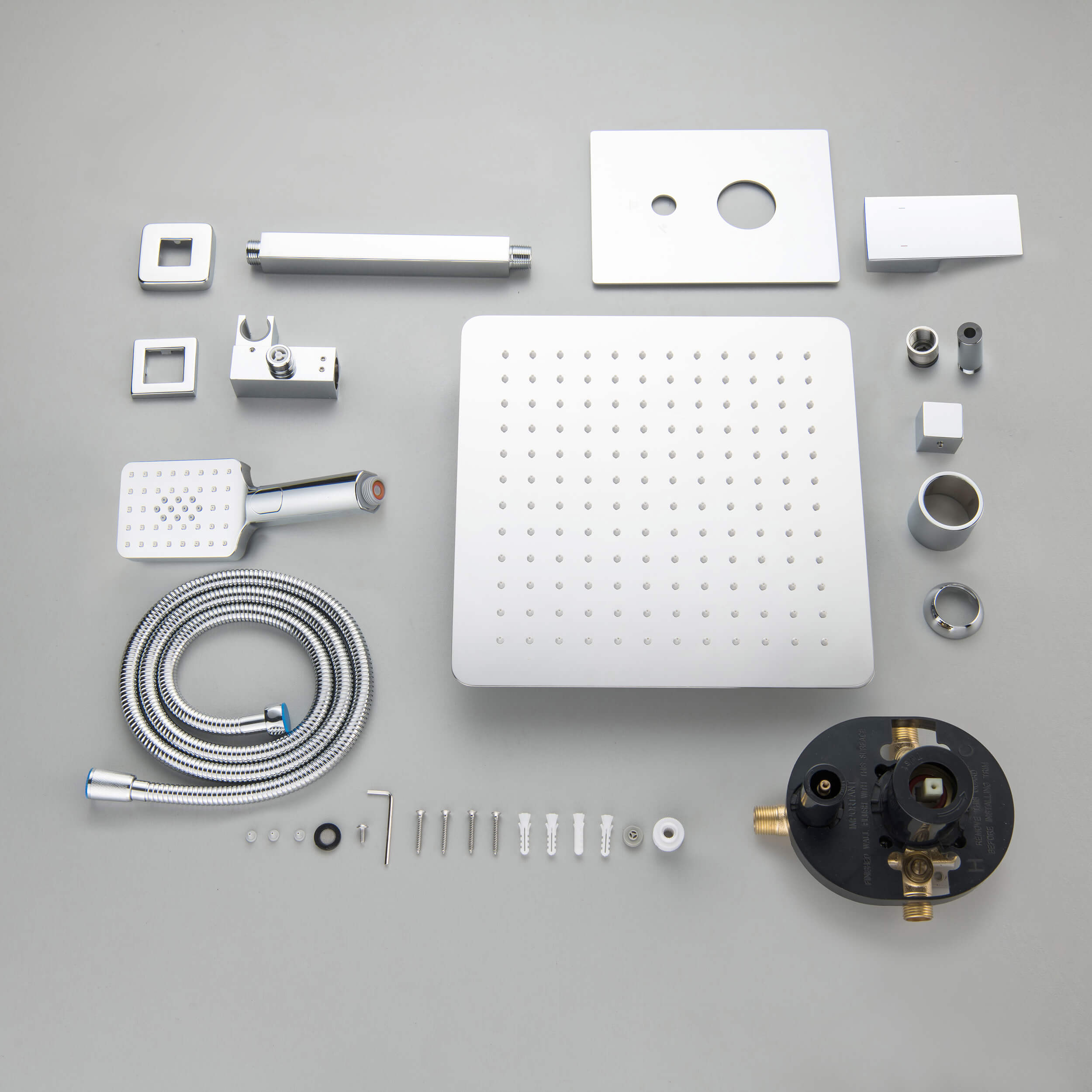 Quadra Pressure Balanced 2-Function Ceiling Mount Shower System with Rough-In Valve