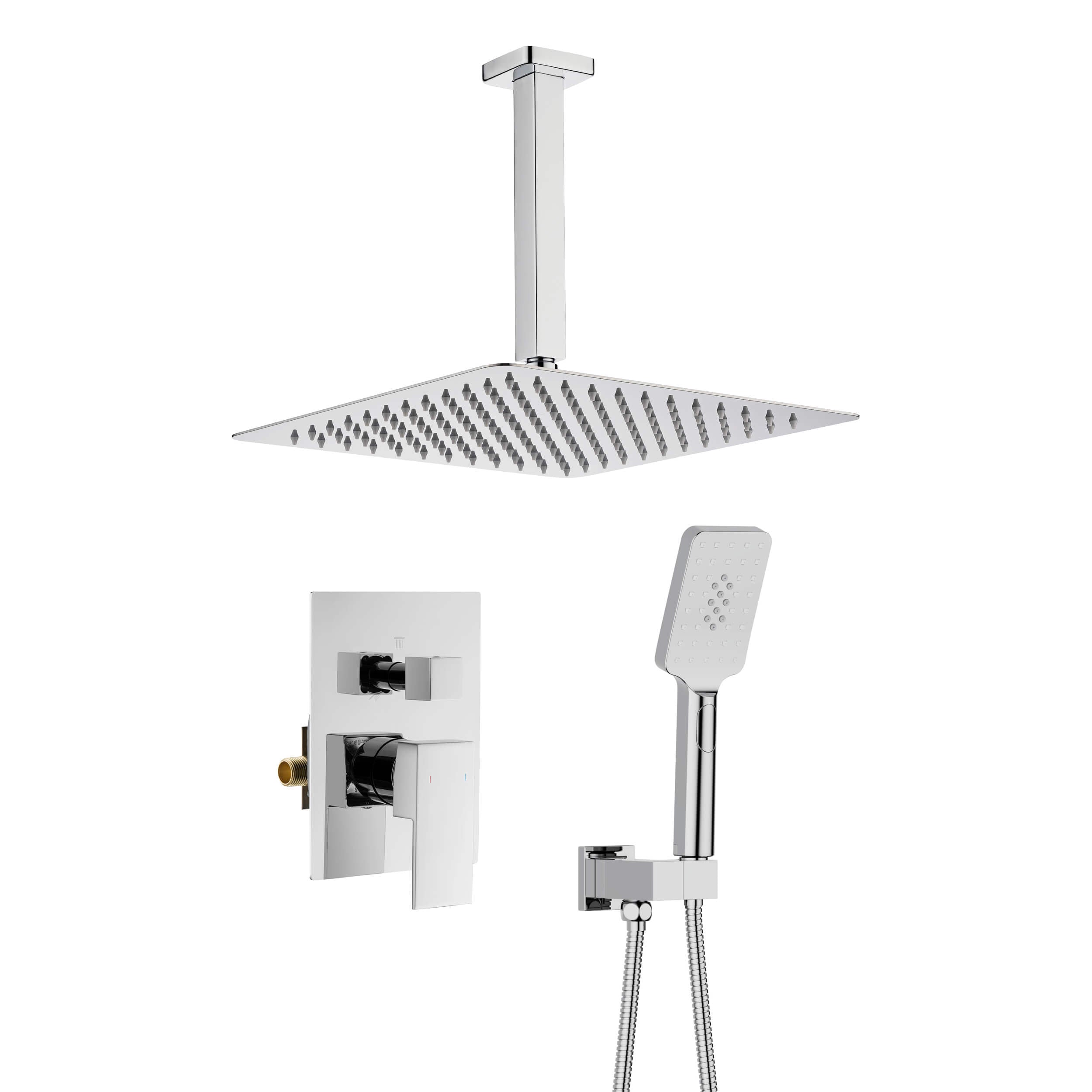 Quadra Pressure Balanced 2-Function Ceiling Mount Shower System with Rough-In Valve