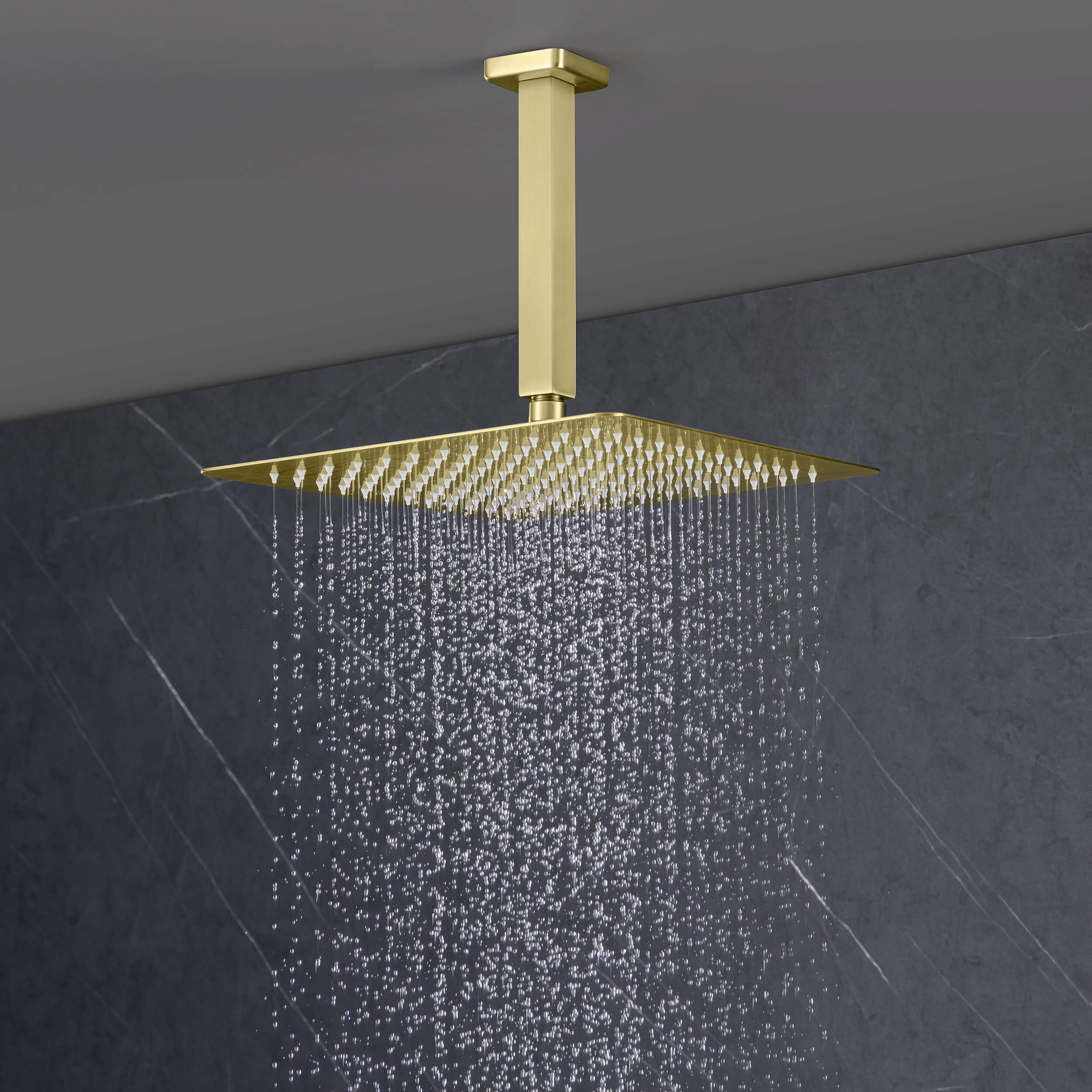 Quadra Pressure Balanced 3-Function Ceiling Mount Shower System with Rough-In Valve