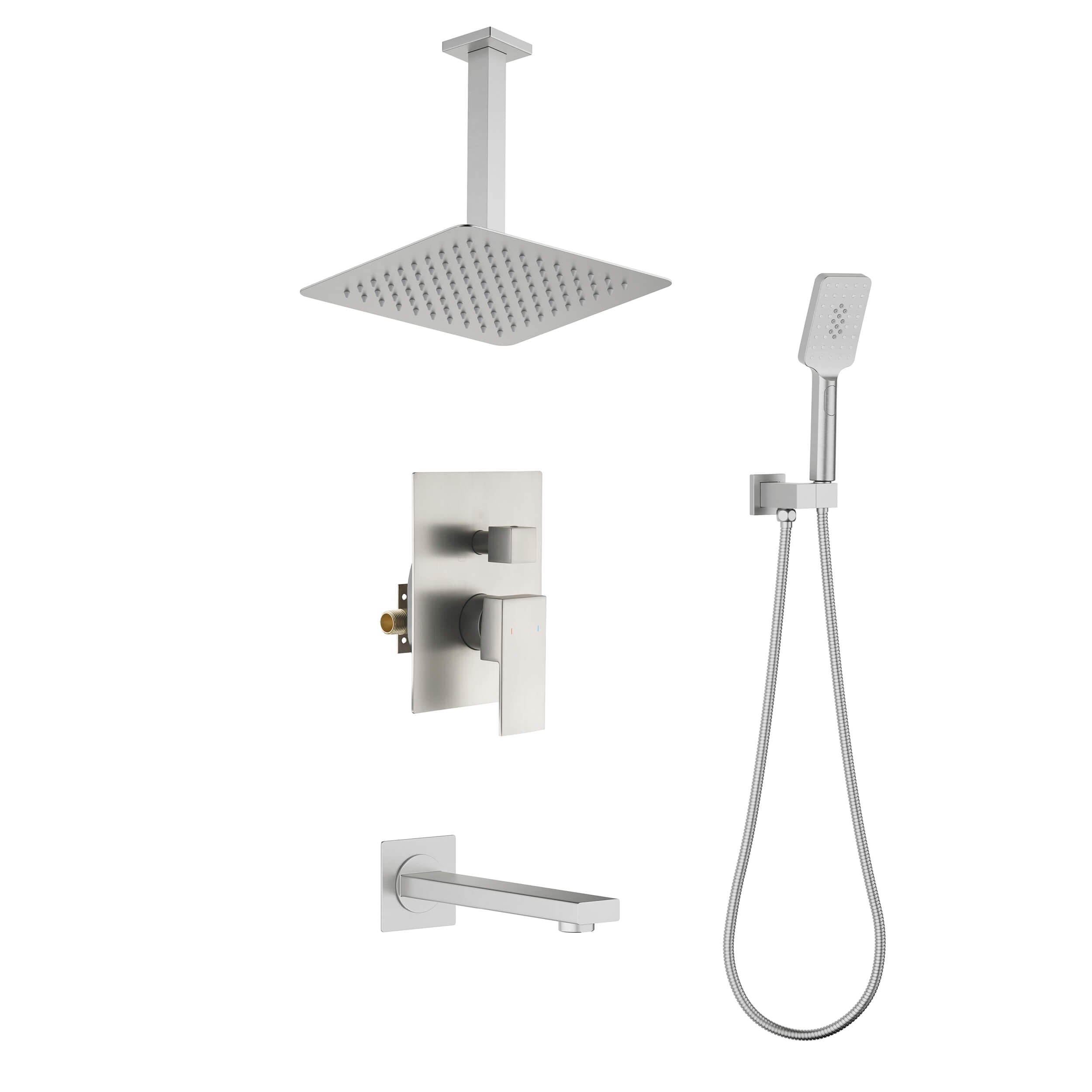 Quadra Pressure Balanced 3-Function Ceiling Mount Shower System with Rough-In Valve