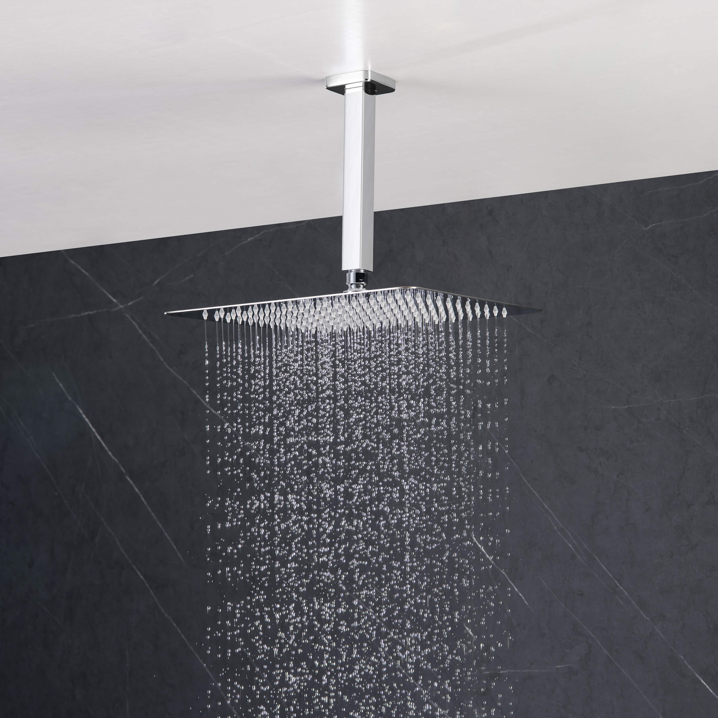 Quadra Pressure Balanced 3-Function Ceiling Mount Shower System with Rough-In Valve