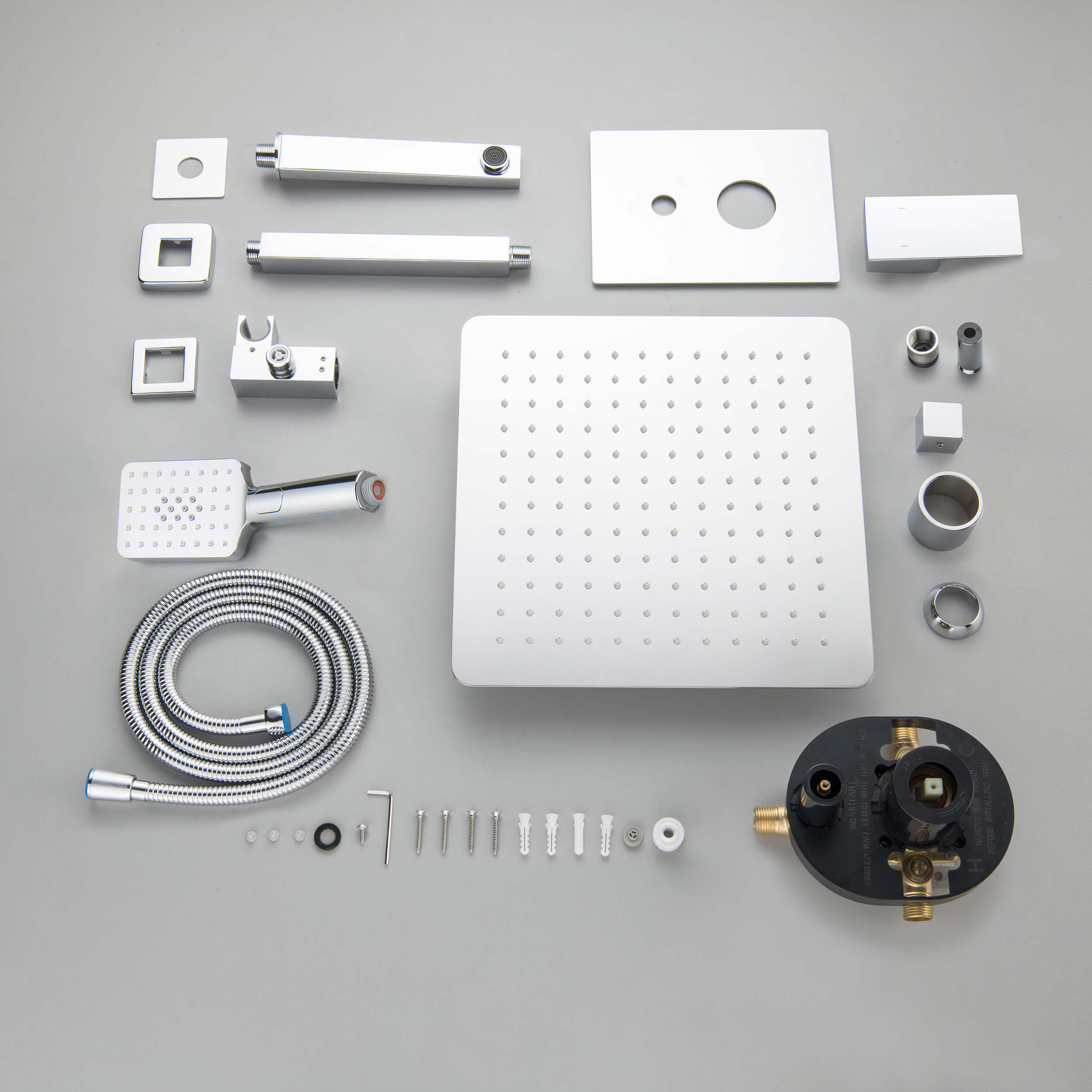 Quadra Pressure Balanced 3-Function Ceiling Mount Shower System with Rough-In Valve