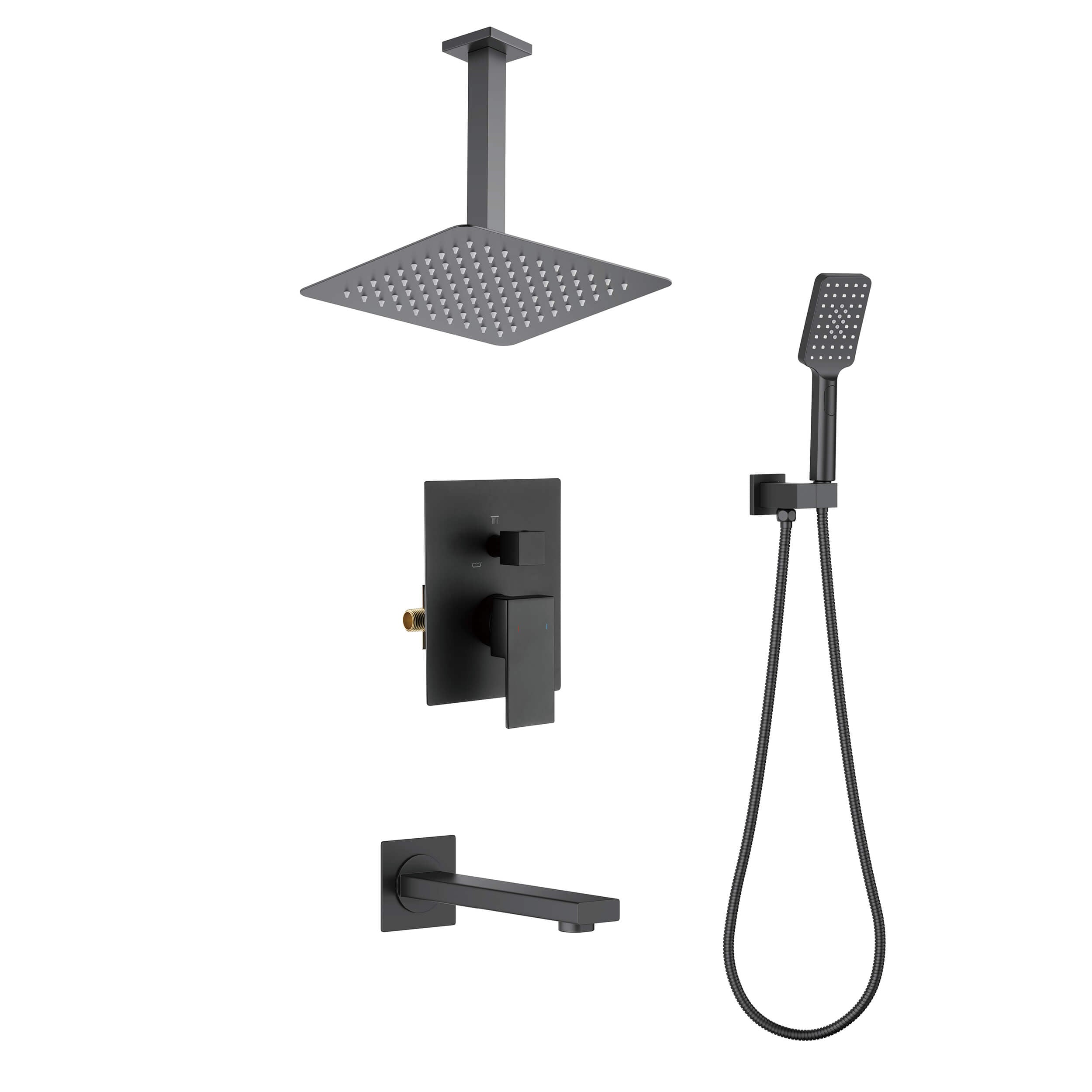 Quadra Pressure Balanced 3-Function Ceiling Mount Shower System with Rough-In Valve