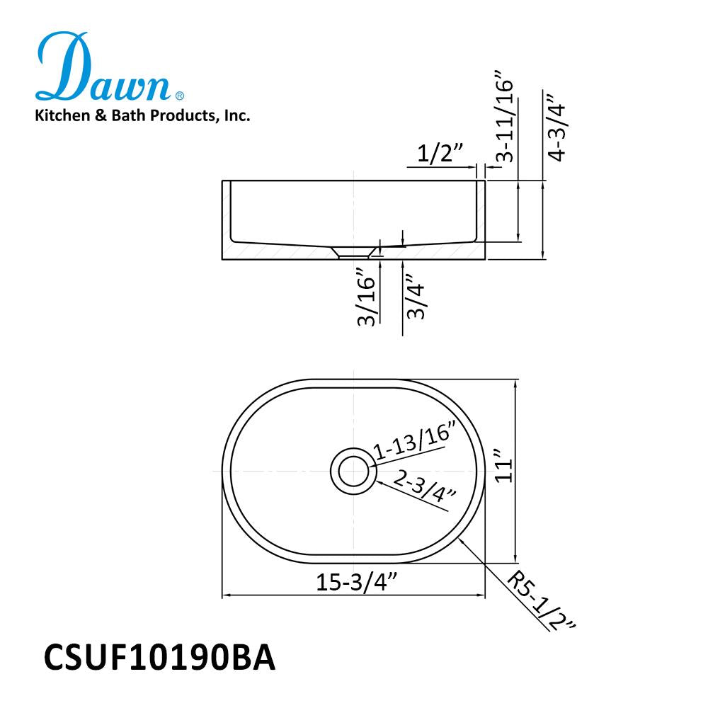 Dawn Oblong Shape Concrete Vanity Top, Blue Ashes CSUF10190BA