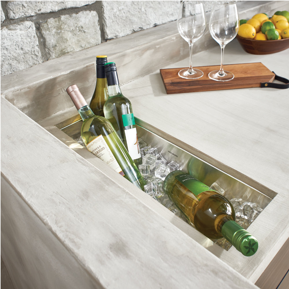 Houzer Contempo Trough 23" Stainless Steel Undermount Bar Sink with Strainer and Grid