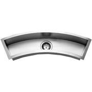 Houzer Contempo Trough 33" Stainless Steel Undermount Single Curved Bowl Bar Sink with Strainer & Grid