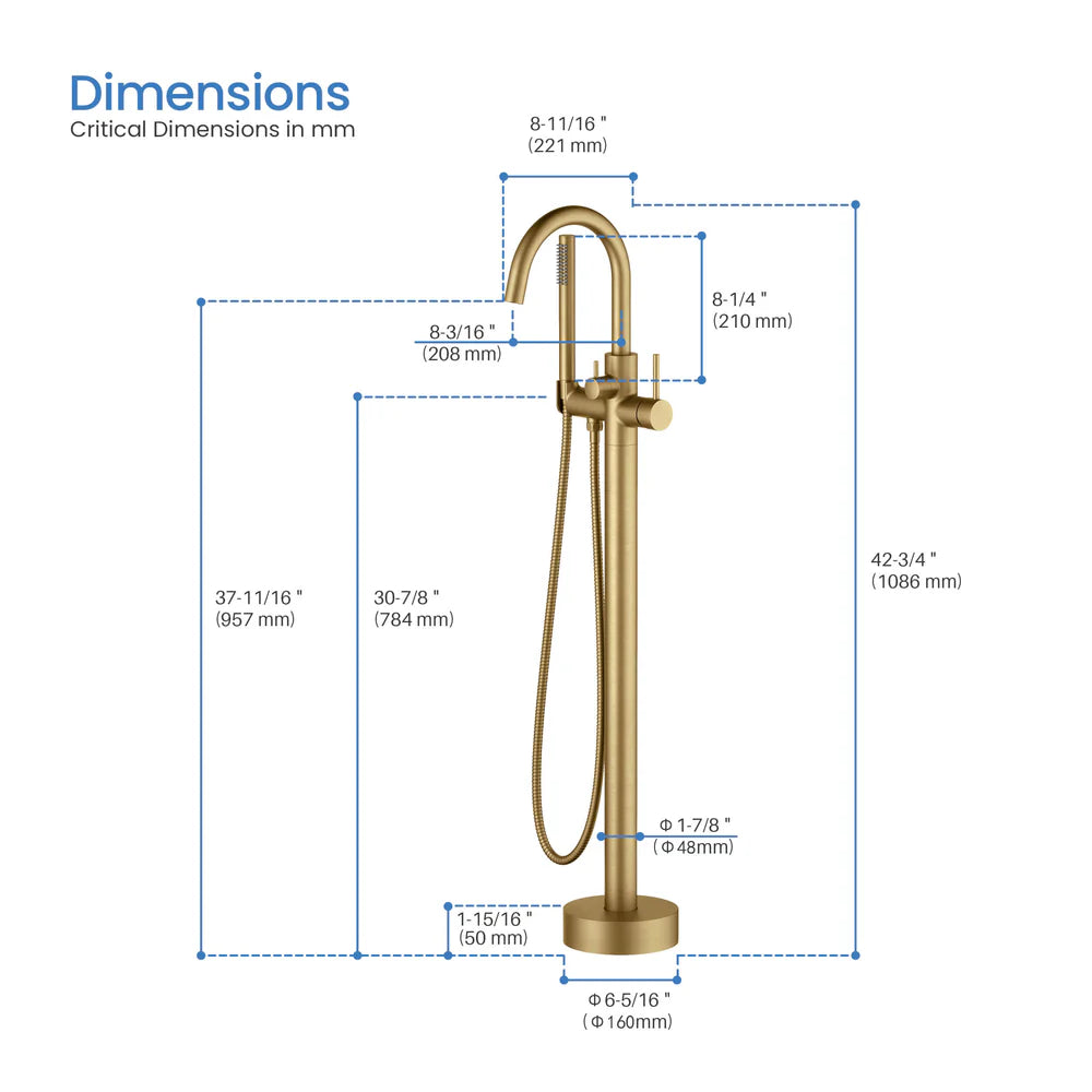 Halo Floor Mount Tub Filler With Hand Shower
