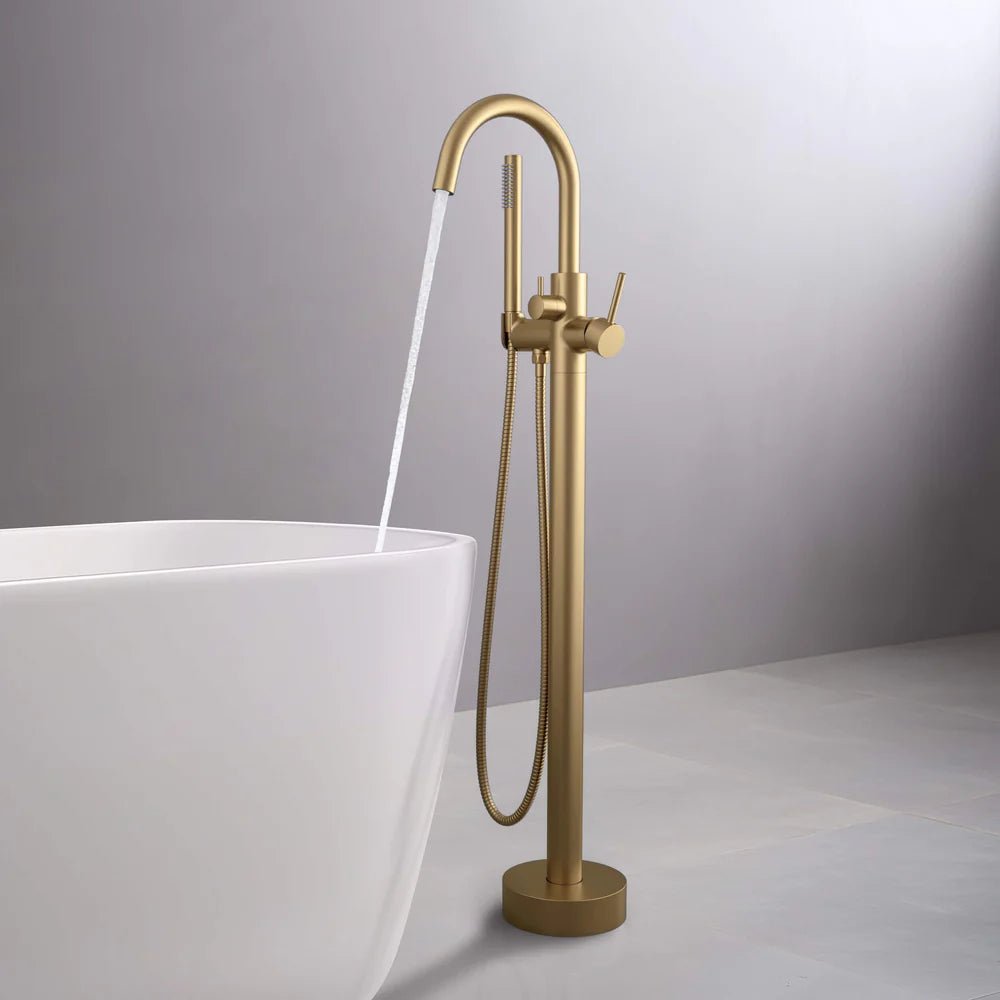 Halo Floor Mount Tub Filler With Hand Shower