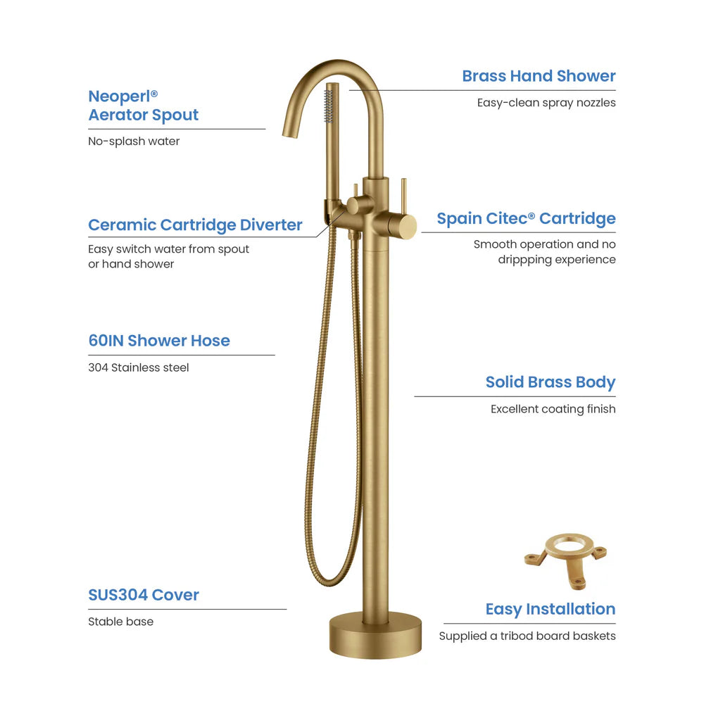 Halo Floor Mount Tub Filler With Hand Shower
