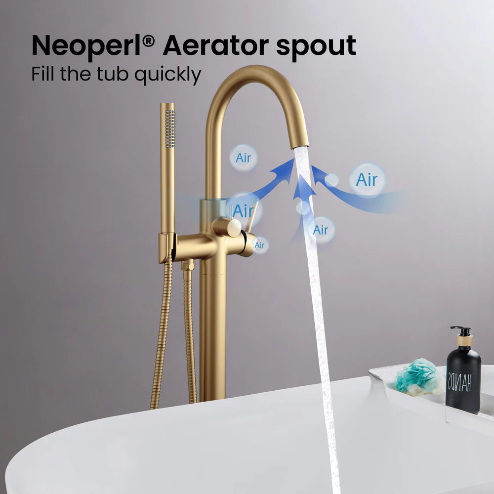 Halo Floor Mount Tub Filler With Hand Shower