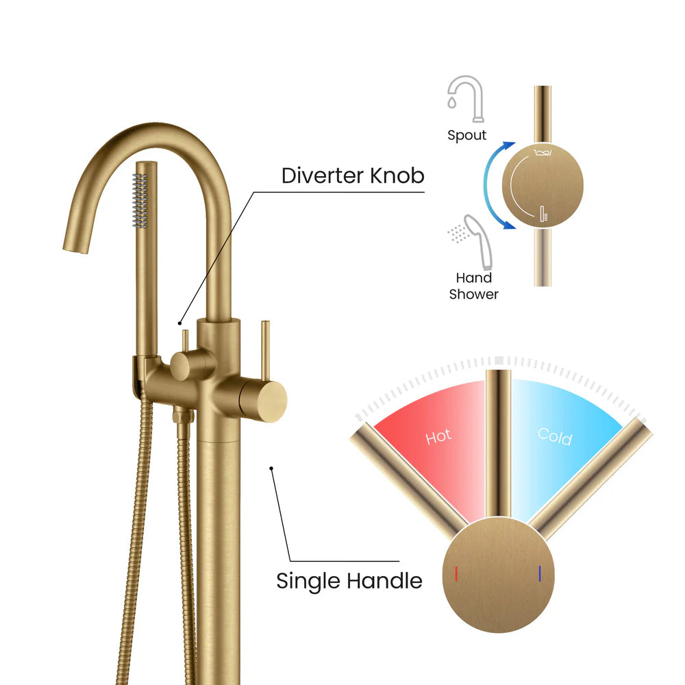 Halo Floor Mount Tub Filler With Hand Shower