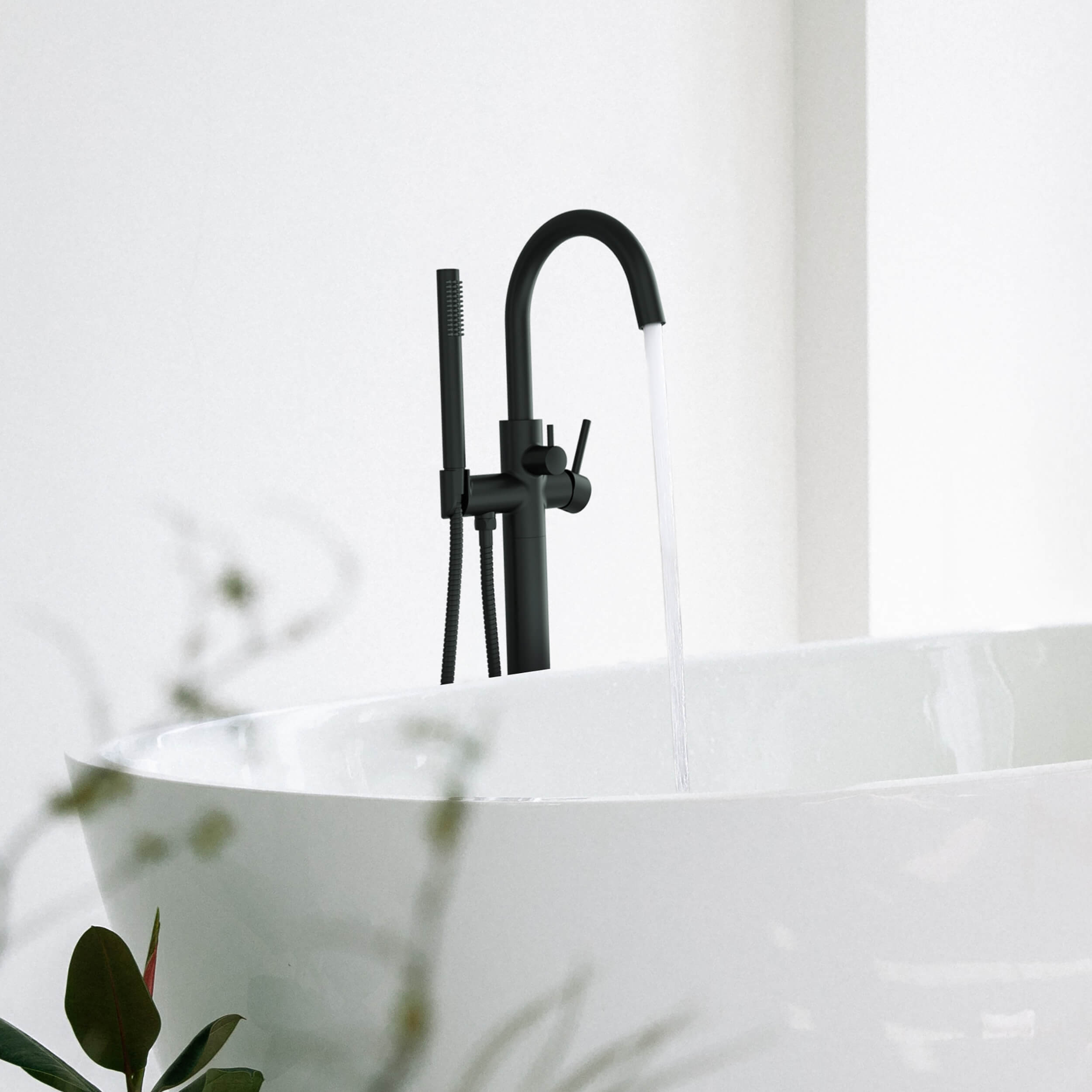 Halo Floor Mount Tub Filler With Hand Shower