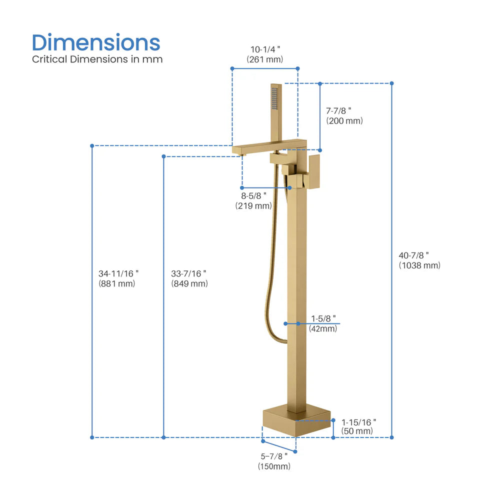 Quadra Floor Mount Tub Filler With Hand Shower