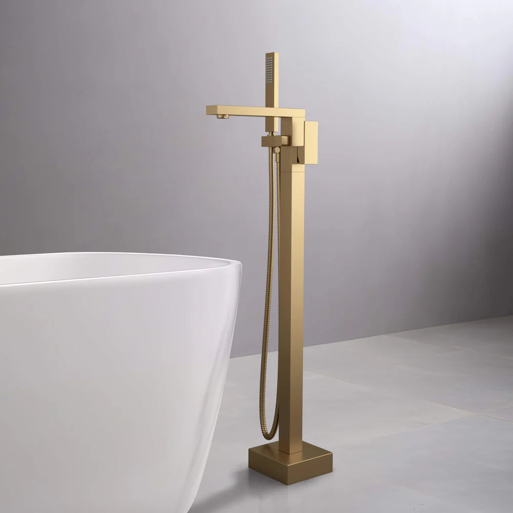 Quadra Floor Mount Tub Filler With Hand Shower