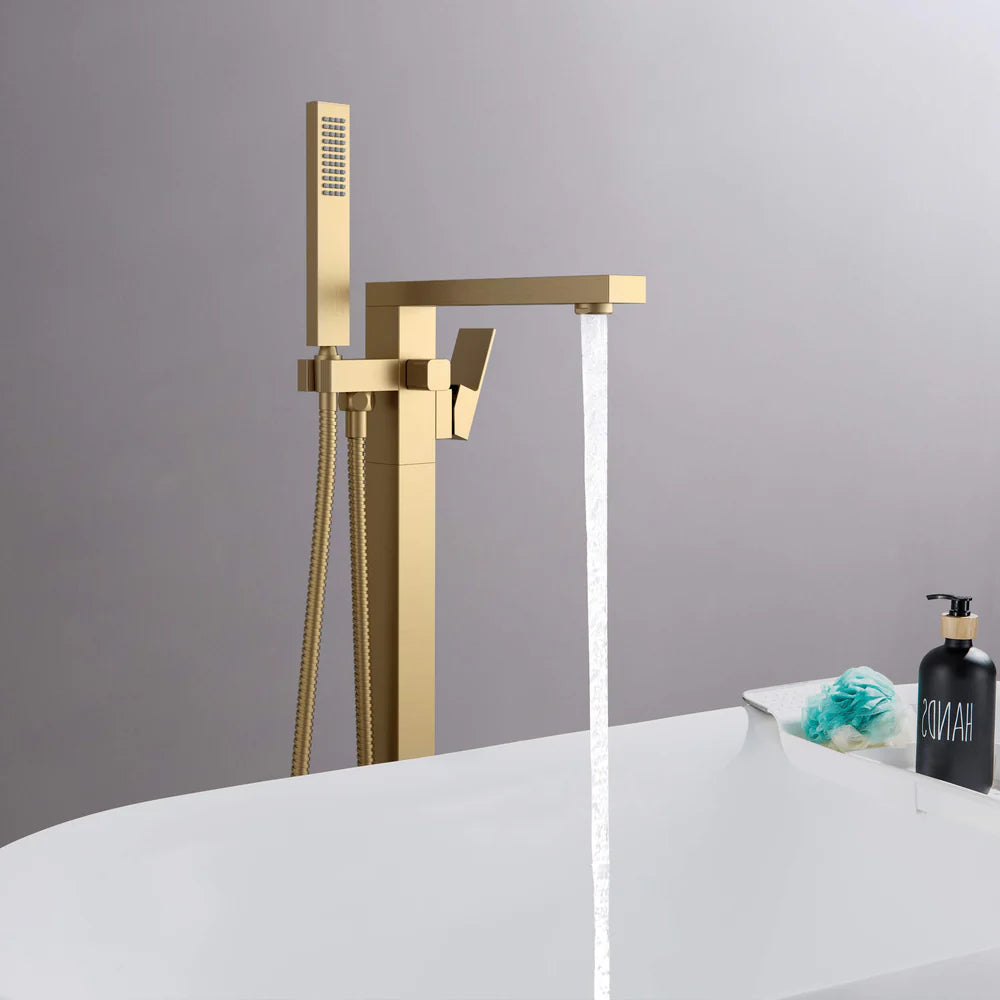 Quadra Floor Mount Tub Filler With Hand Shower