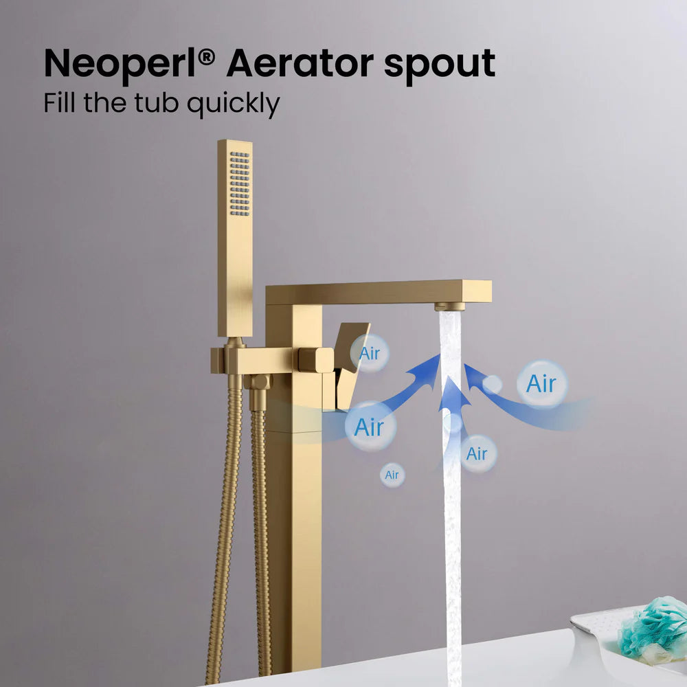 Quadra Floor Mount Tub Filler With Hand Shower