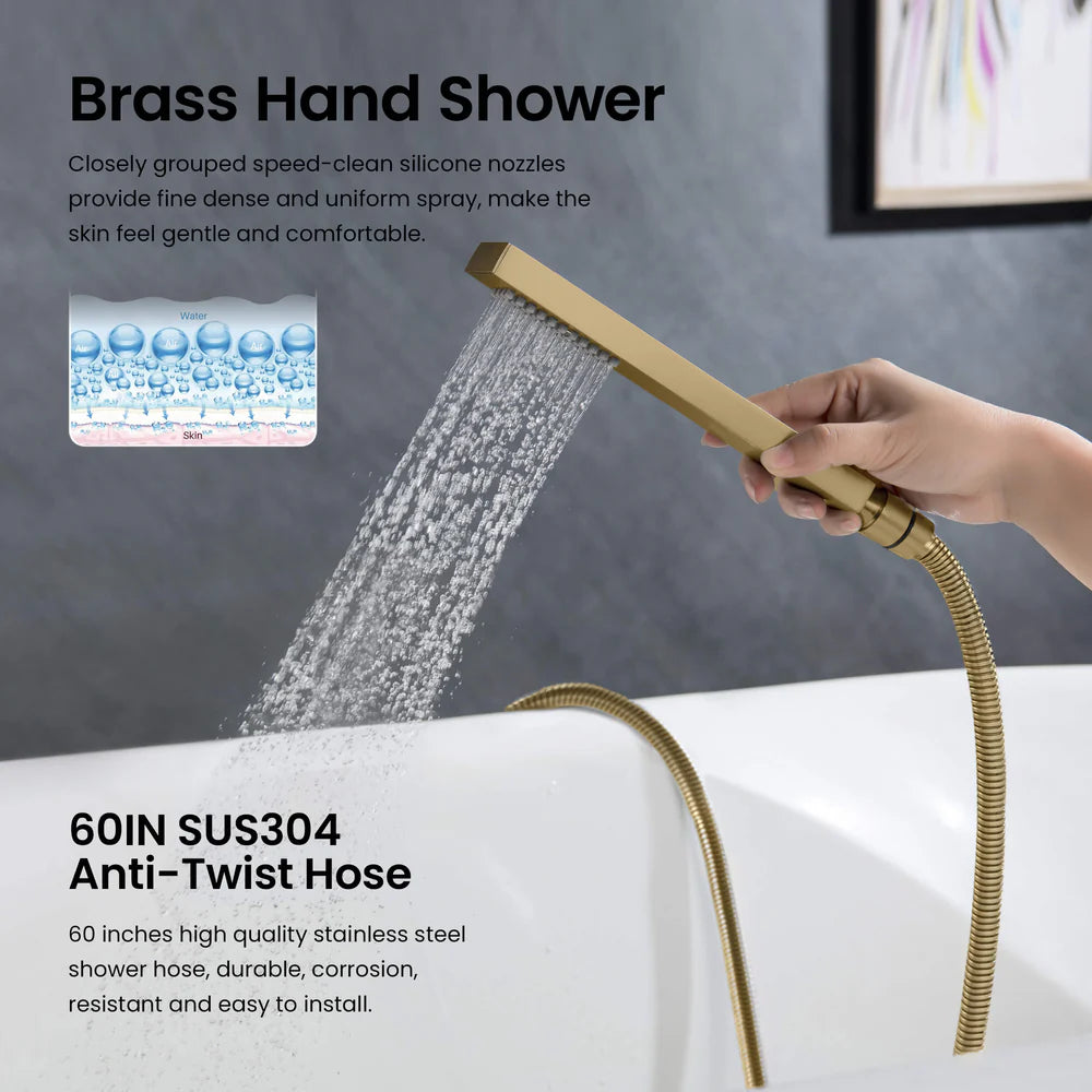 Quadra Floor Mount Tub Filler With Hand Shower