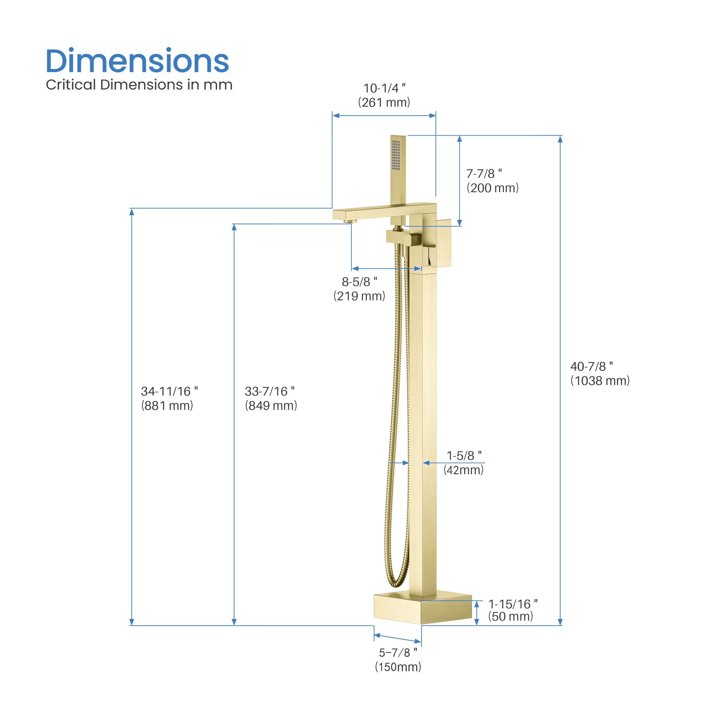 Quadra Floor Mount Tub Filler With Hand Shower