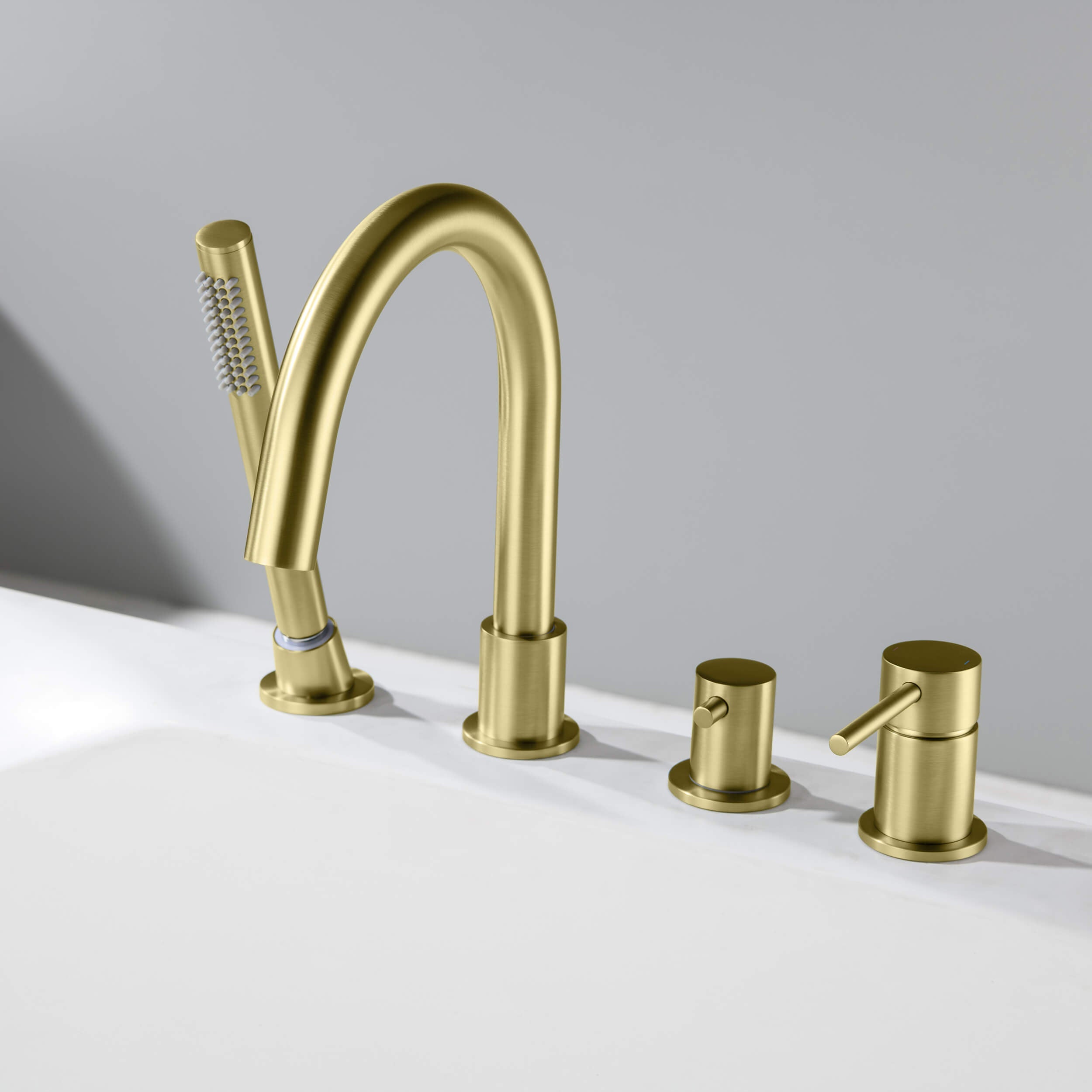 Halo Deck Mounted Bathtub Faucet with Hand Shower