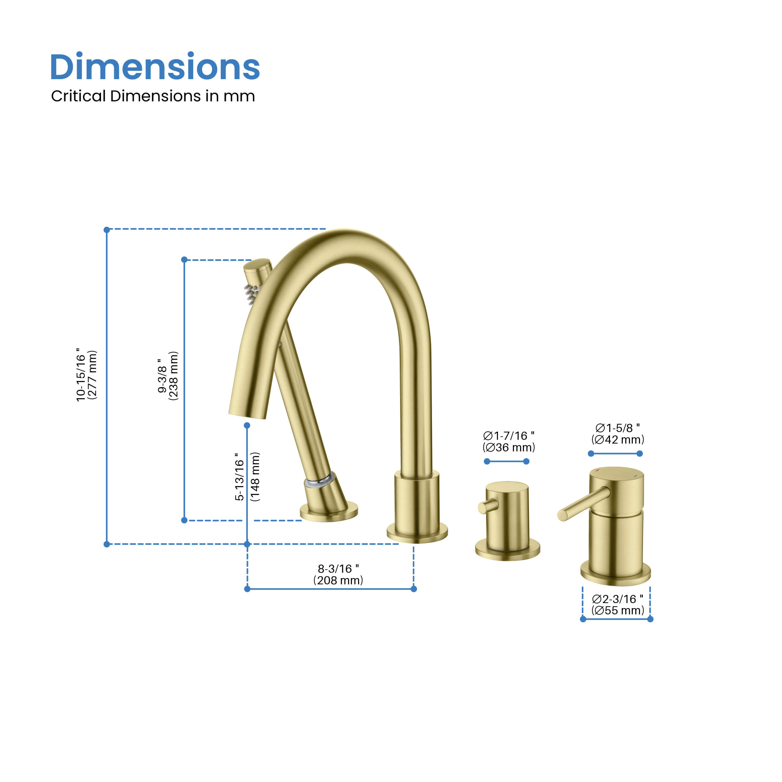 Halo Deck Mounted Bathtub Faucet with Hand Shower